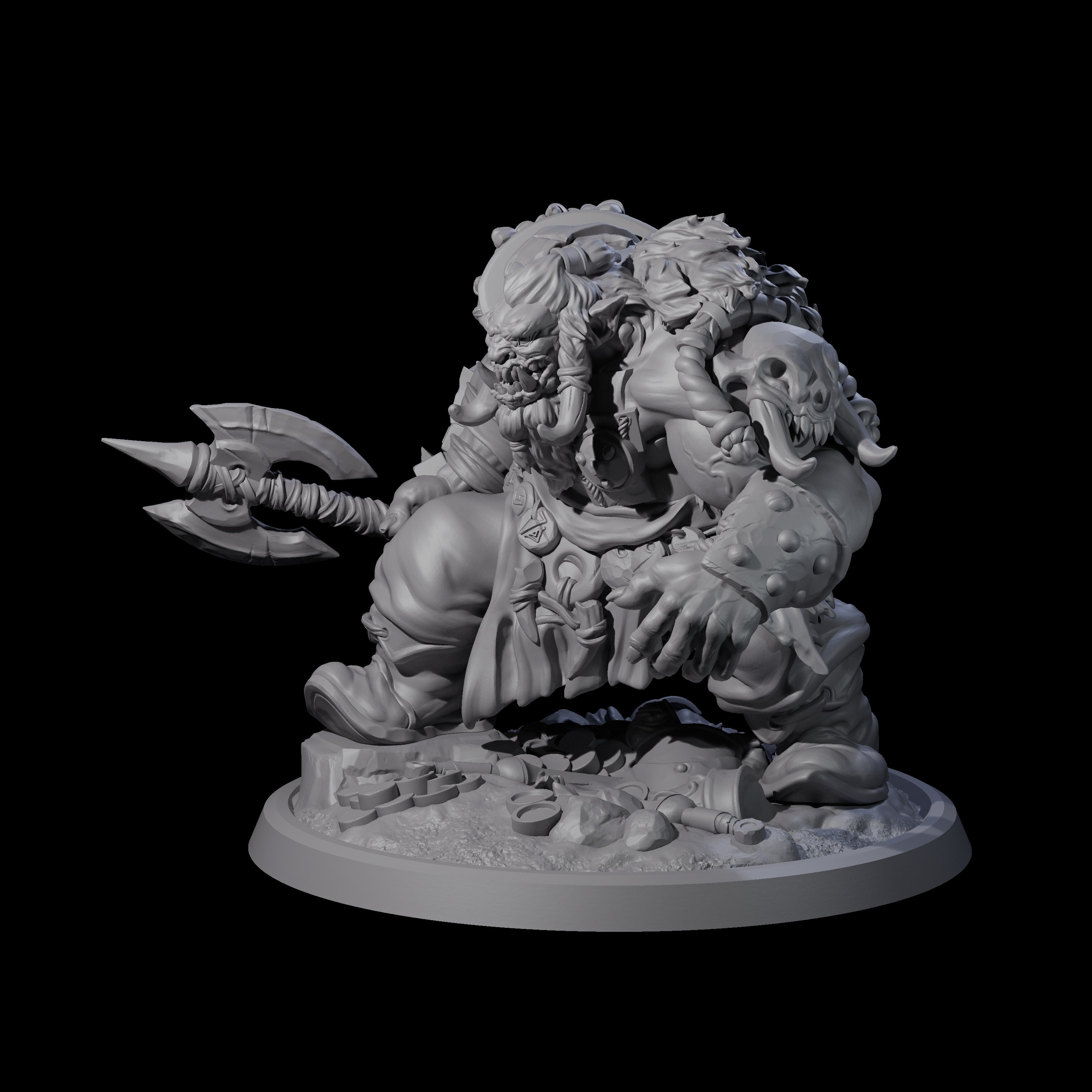 Squat Grinning Ogre D Miniature for Dungeons and Dragons, Pathfinder or other TTRPGs