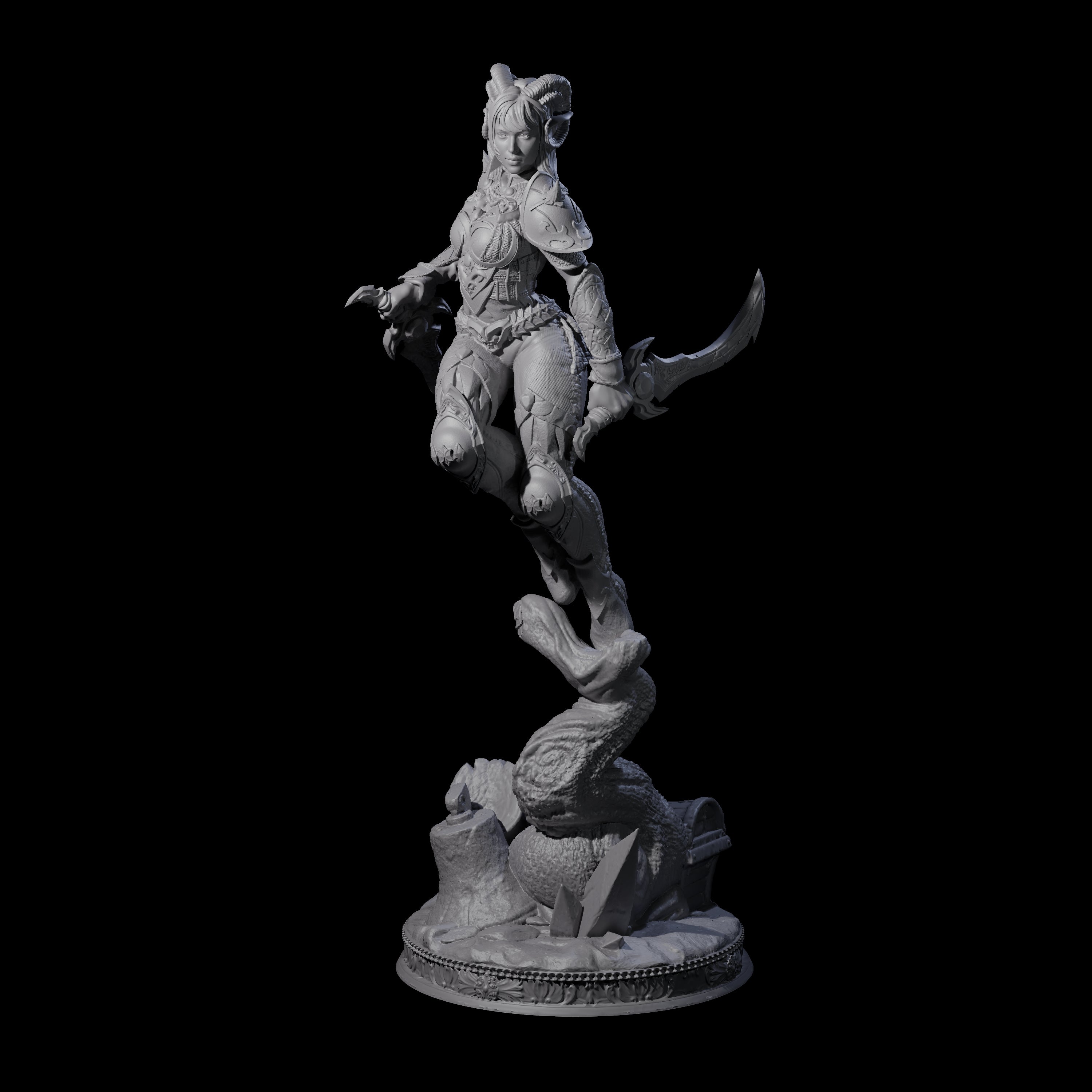 Stabbing Tiefling Rogue Miniature for Dungeons and Dragons, Pathfinder or other TTRPGs