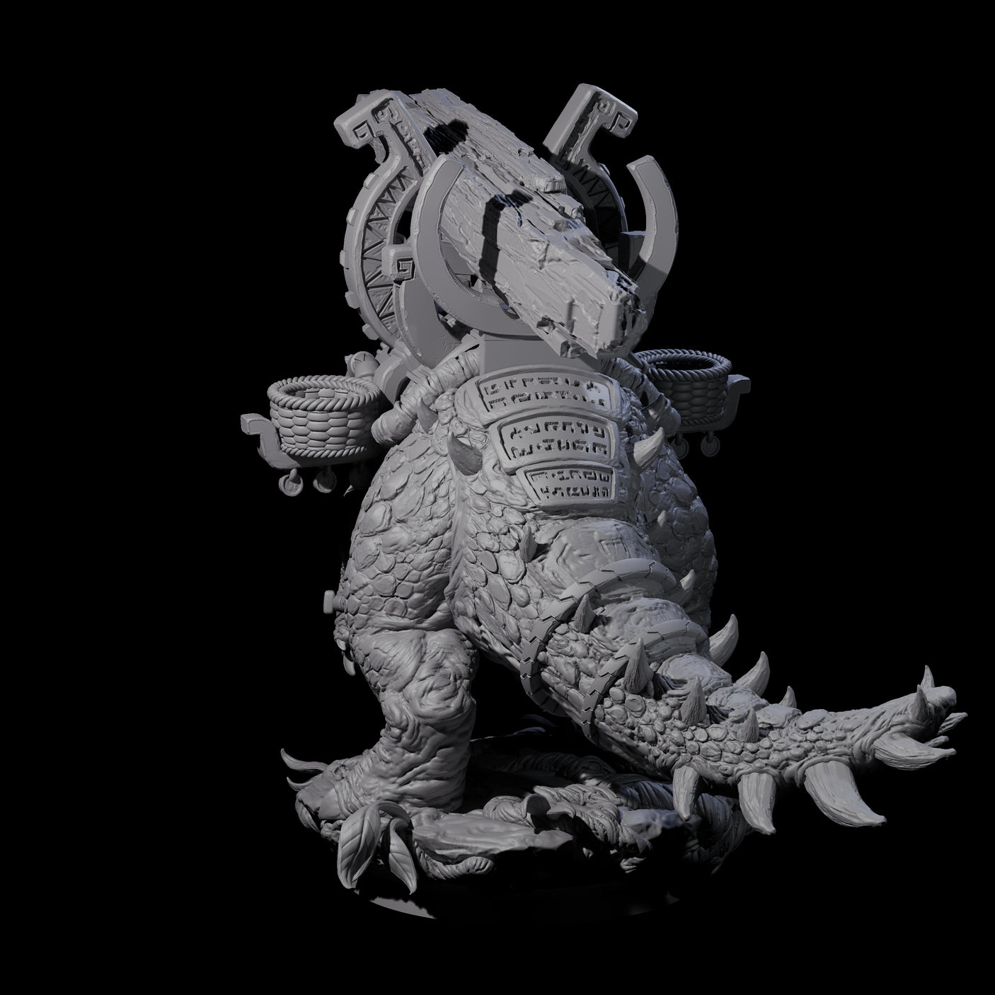 Stacked Saurian Siege Beast A Miniature for Dungeons and Dragons, Pathfinder or other TTRPGs