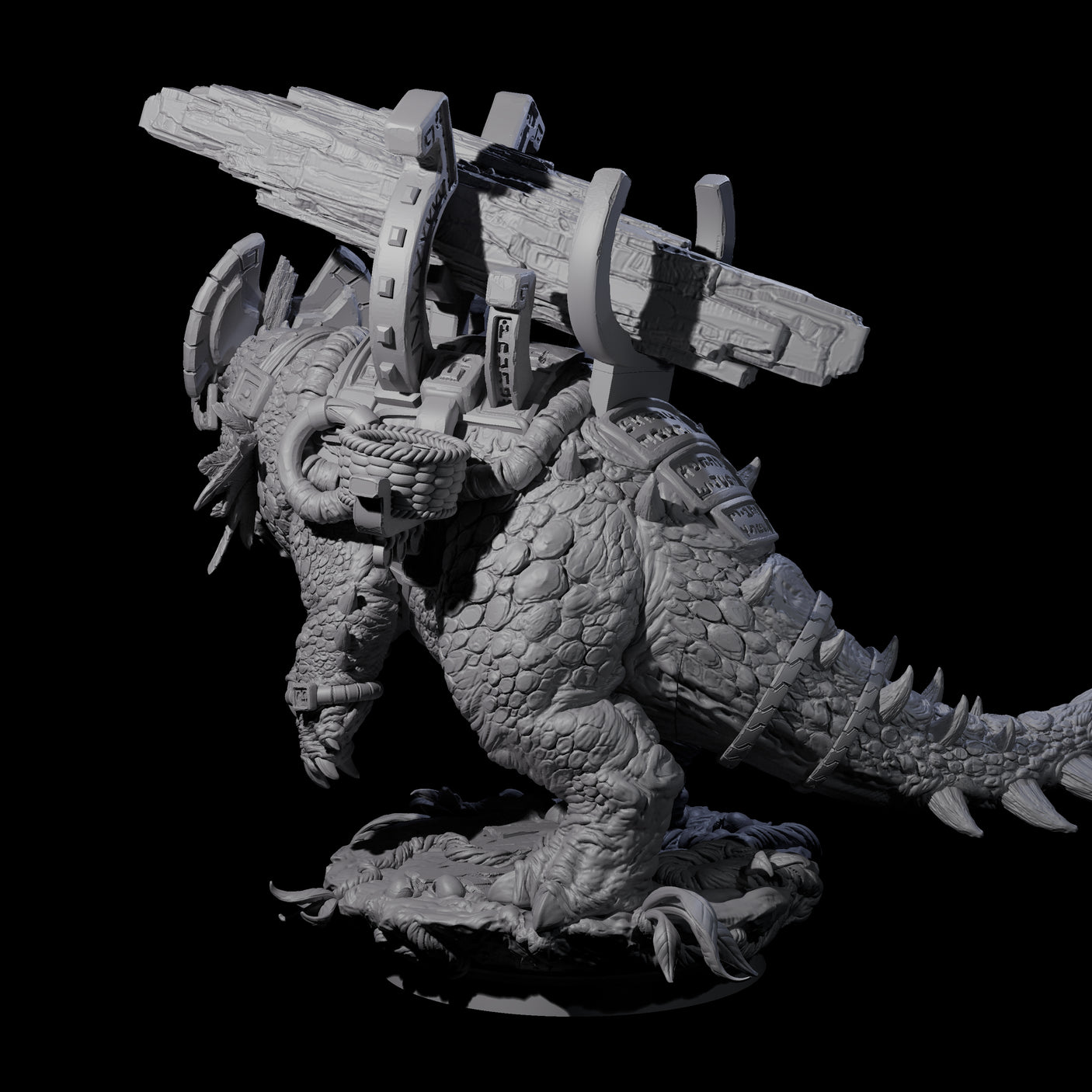 Stacked Saurian Siege Beast A Miniature for Dungeons and Dragons, Pathfinder or other TTRPGs