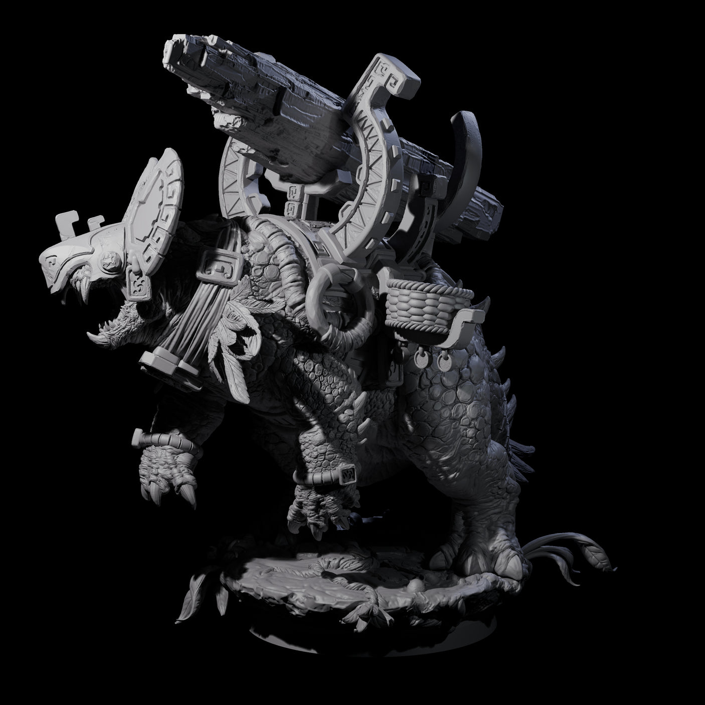 Stacked Saurian Siege Beast A Miniature for Dungeons and Dragons, Pathfinder or other TTRPGs