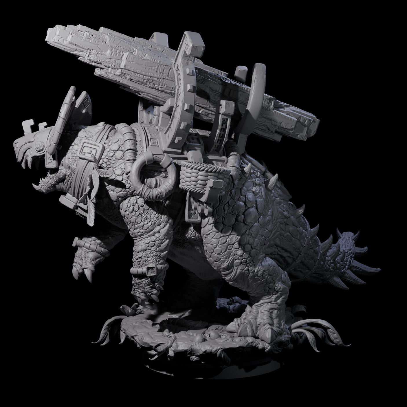 Stacked Saurian Siege Beast A Miniature for Dungeons and Dragons, Pathfinder or other TTRPGs