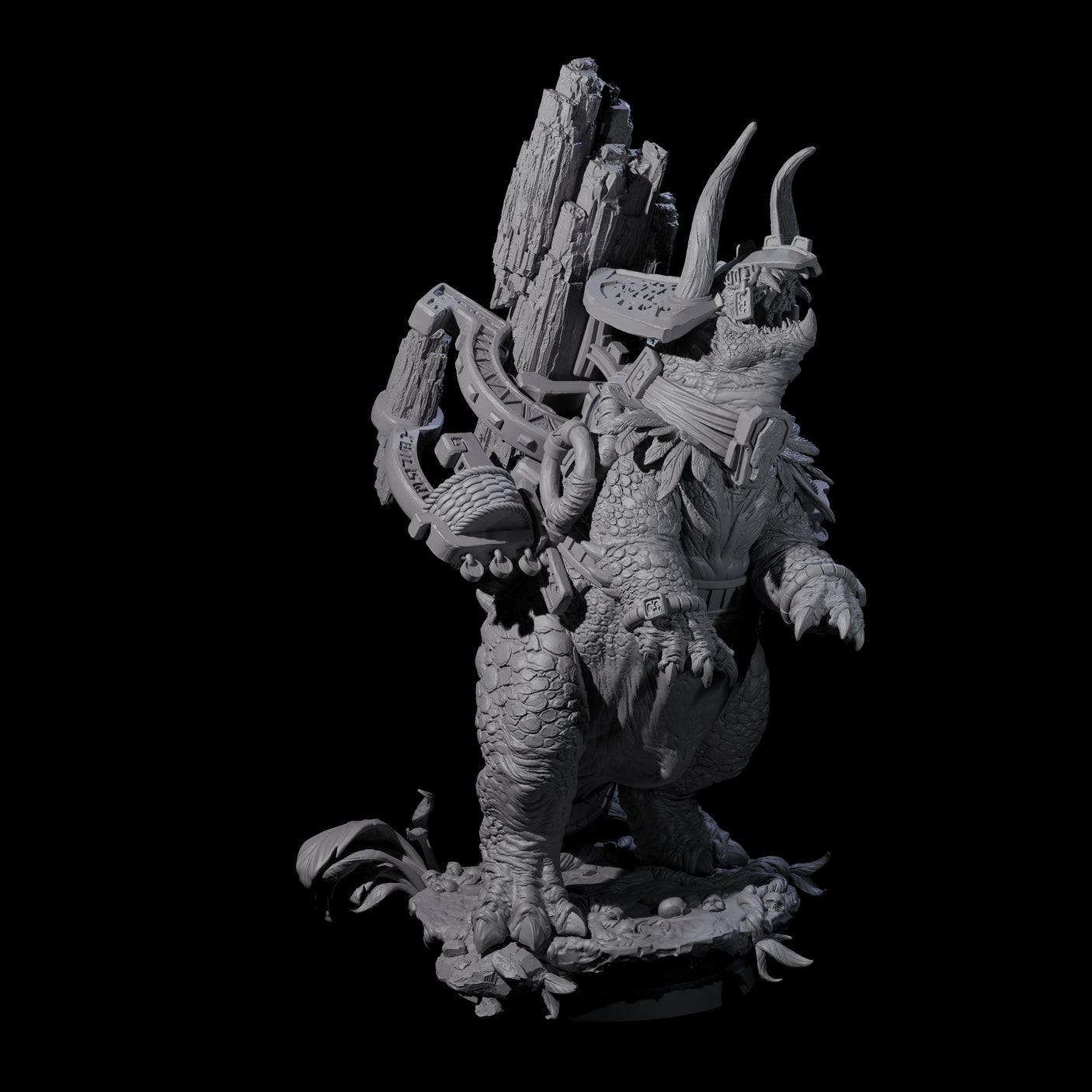 Stacked Saurian Siege Beast B Miniature for Dungeons and Dragons, Pathfinder or other TTRPGs