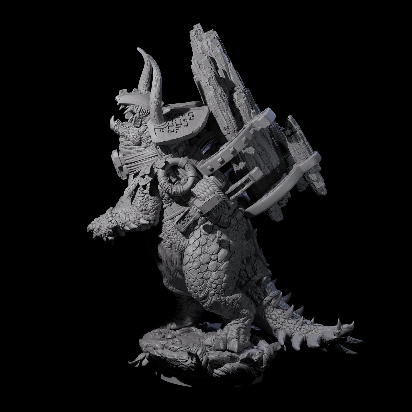 Stacked Saurian Siege Beast B Miniature for Dungeons and Dragons, Pathfinder or other TTRPGs