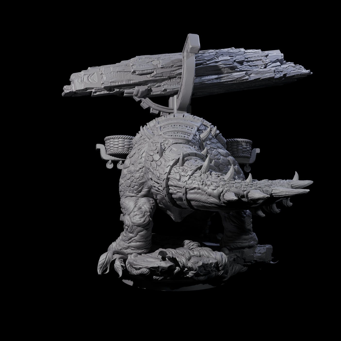 Stacked Saurian Siege Beast C Miniature for Dungeons and Dragons, Pathfinder or other TTRPGs