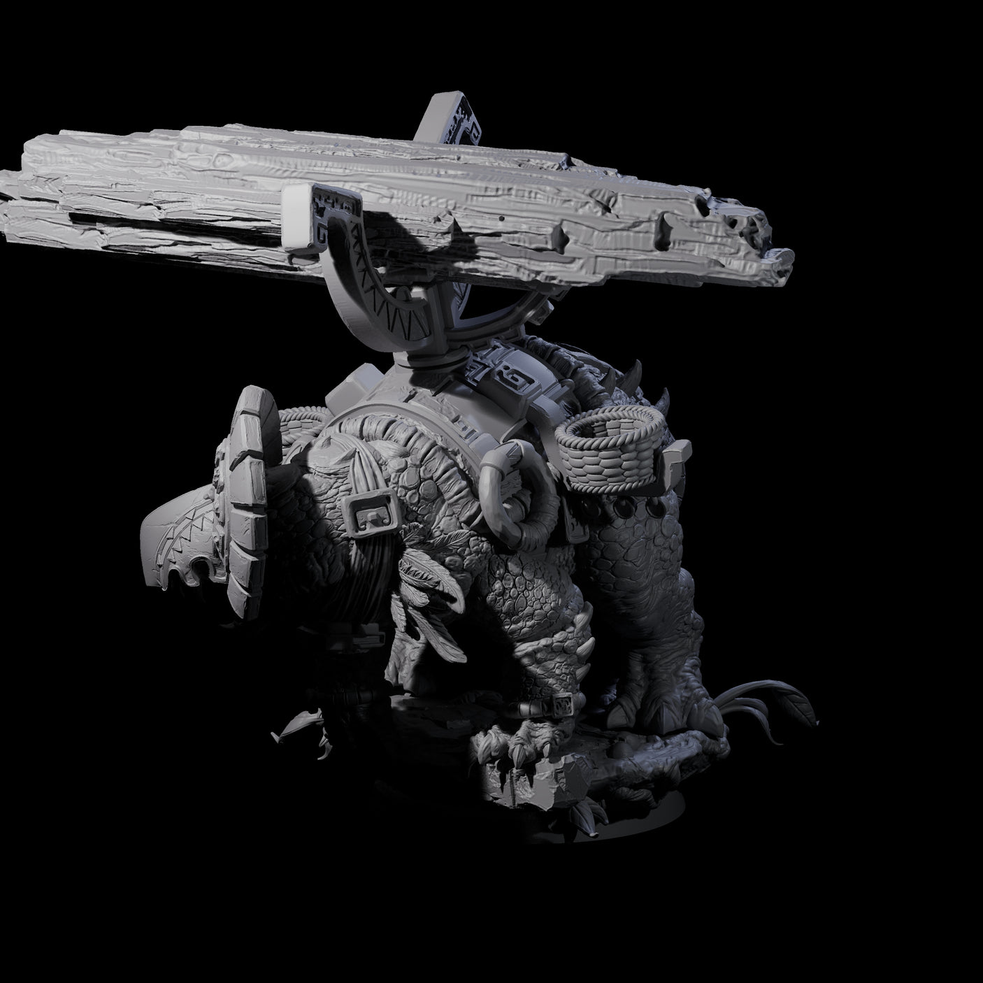 Stacked Saurian Siege Beast C Miniature for Dungeons and Dragons, Pathfinder or other TTRPGs