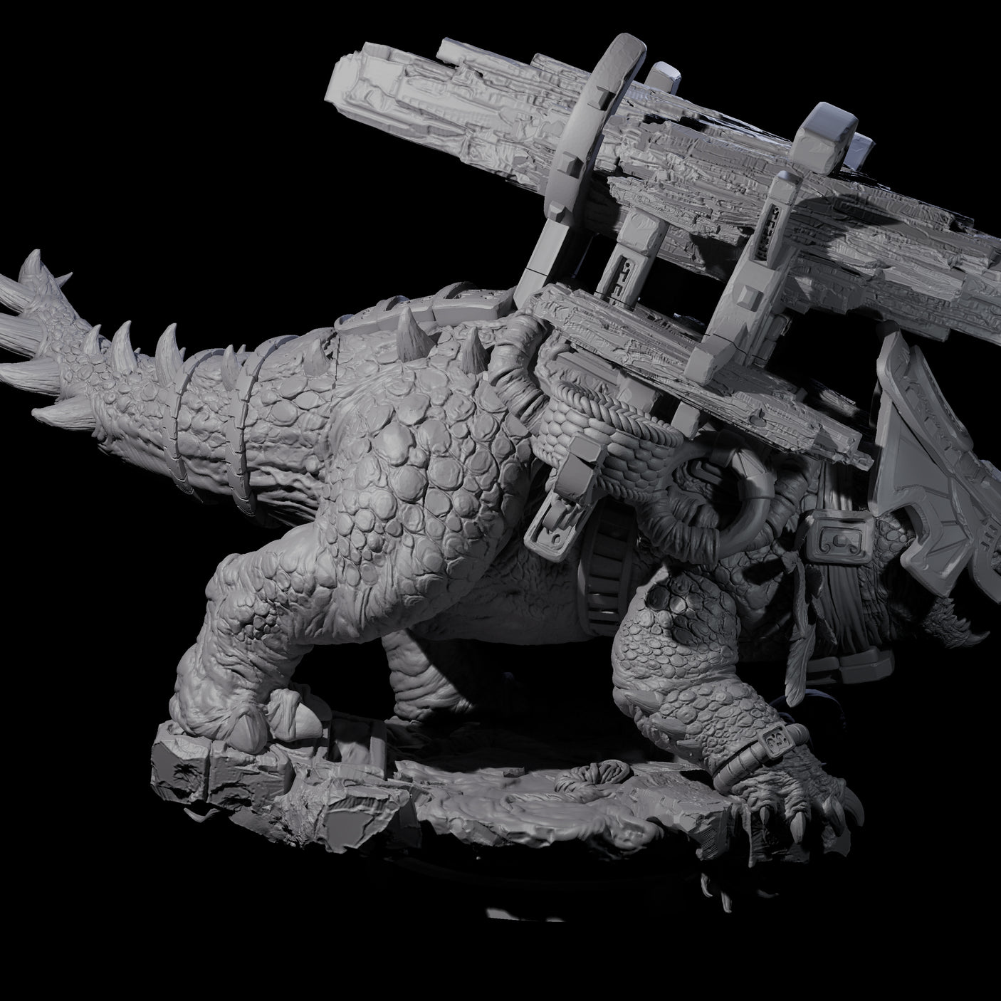 Stacked Saurian Siege Beast D Miniature for Dungeons and Dragons, Pathfinder or other TTRPGs