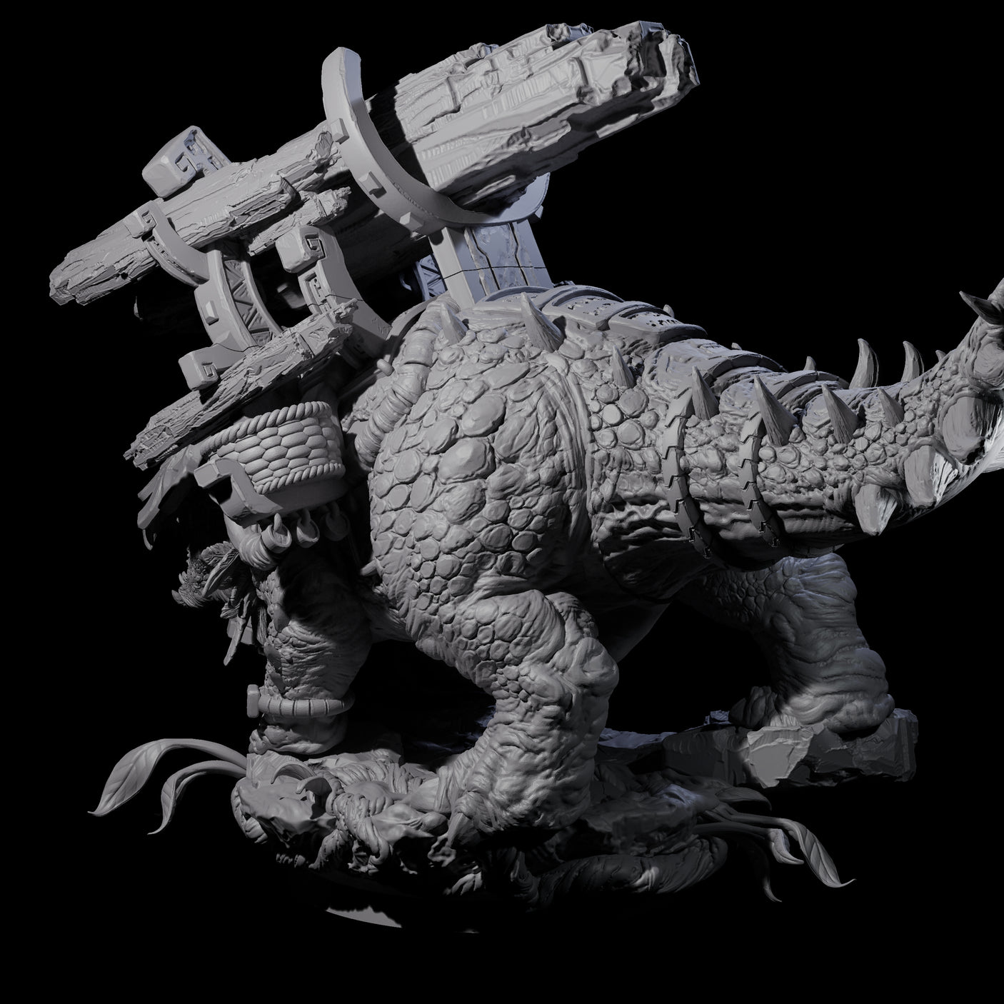 Stacked Saurian Siege Beast D Miniature for Dungeons and Dragons, Pathfinder or other TTRPGs