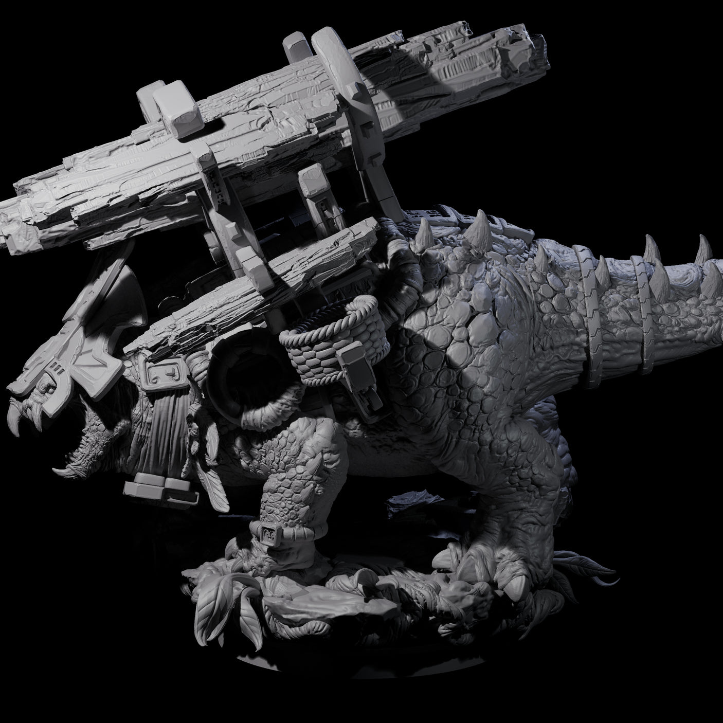 Stacked Saurian Siege Beast D Miniature for Dungeons and Dragons, Pathfinder or other TTRPGs