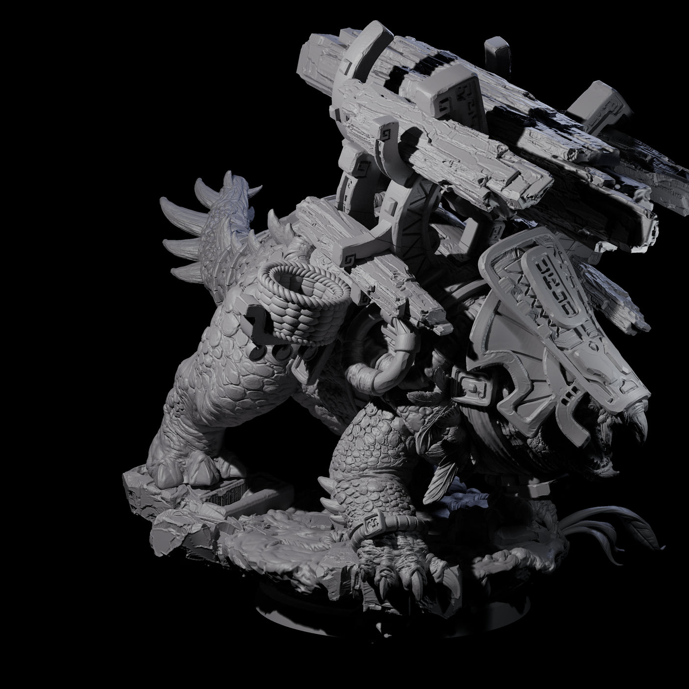 Stacked Saurian Siege Beast D Miniature for Dungeons and Dragons, Pathfinder or other TTRPGs