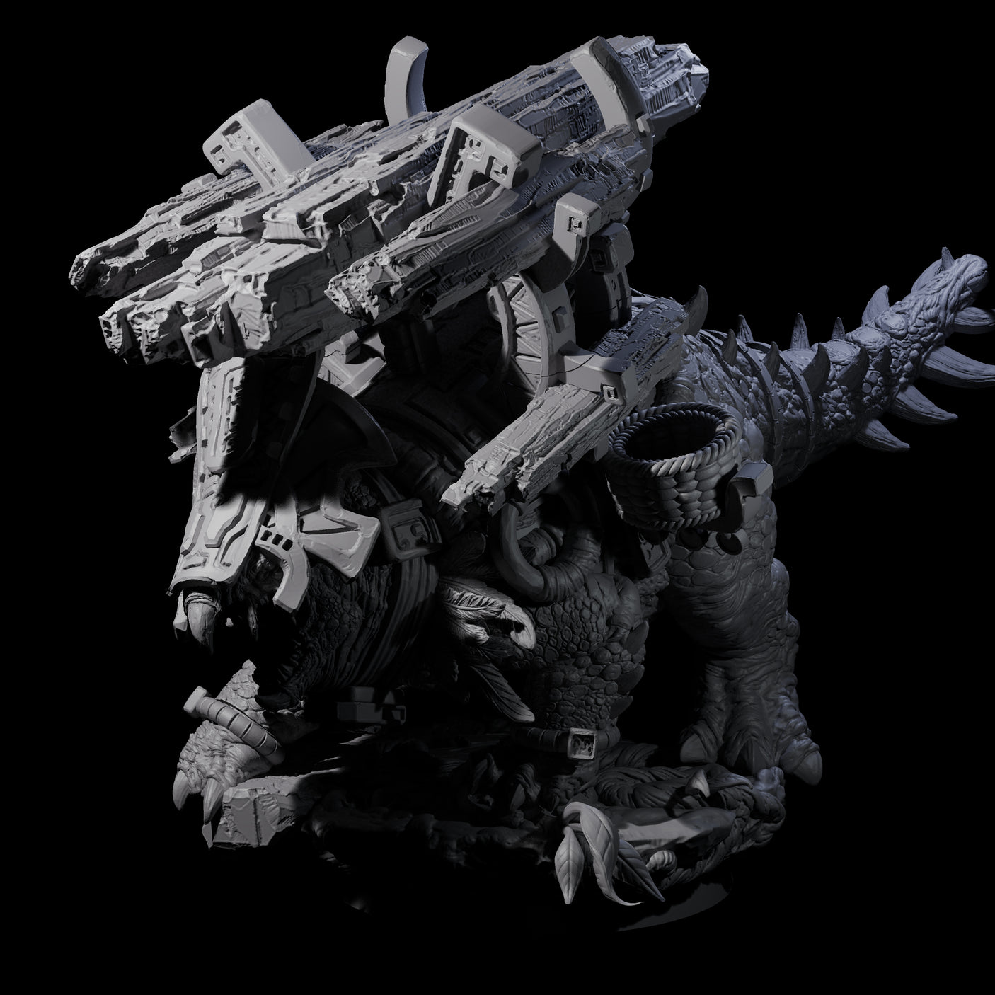 Stacked Saurian Siege Beast D Miniature for Dungeons and Dragons, Pathfinder or other TTRPGs
