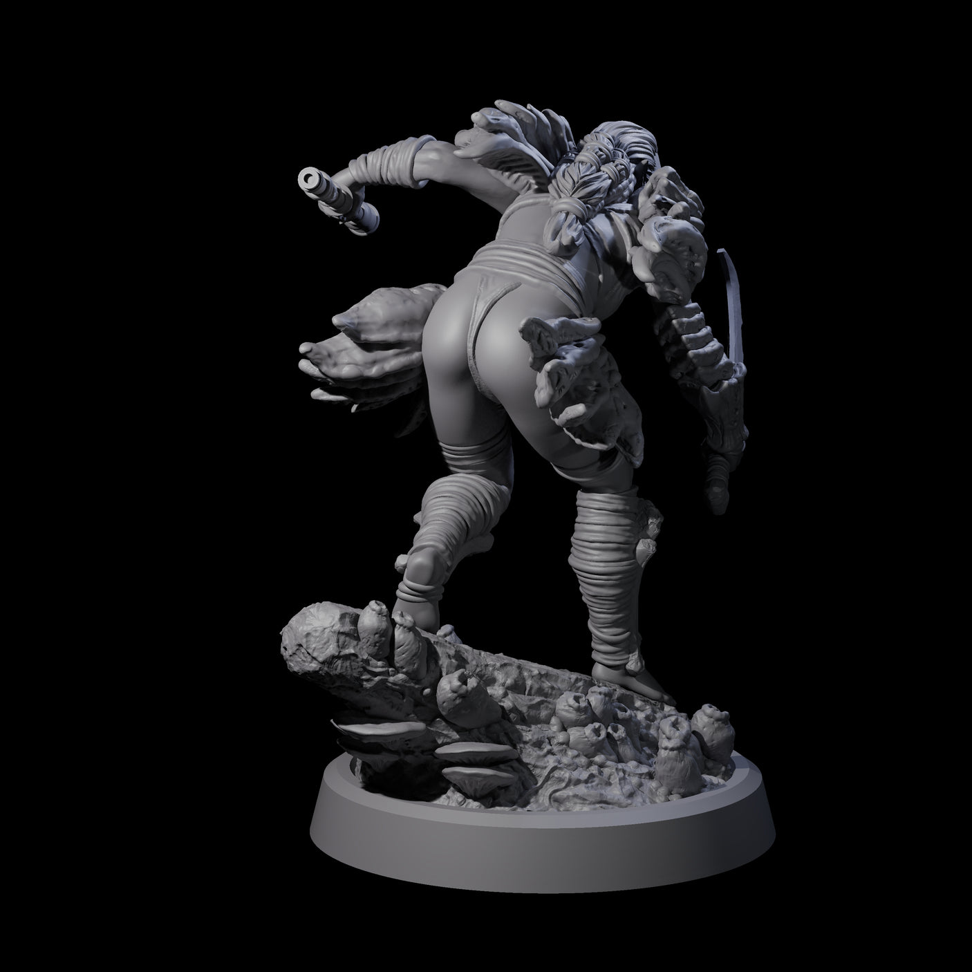 Stalking Blowdart Tribeswoman Miniature for Dungeons and Dragons, Pathfinder or other TTRPGs