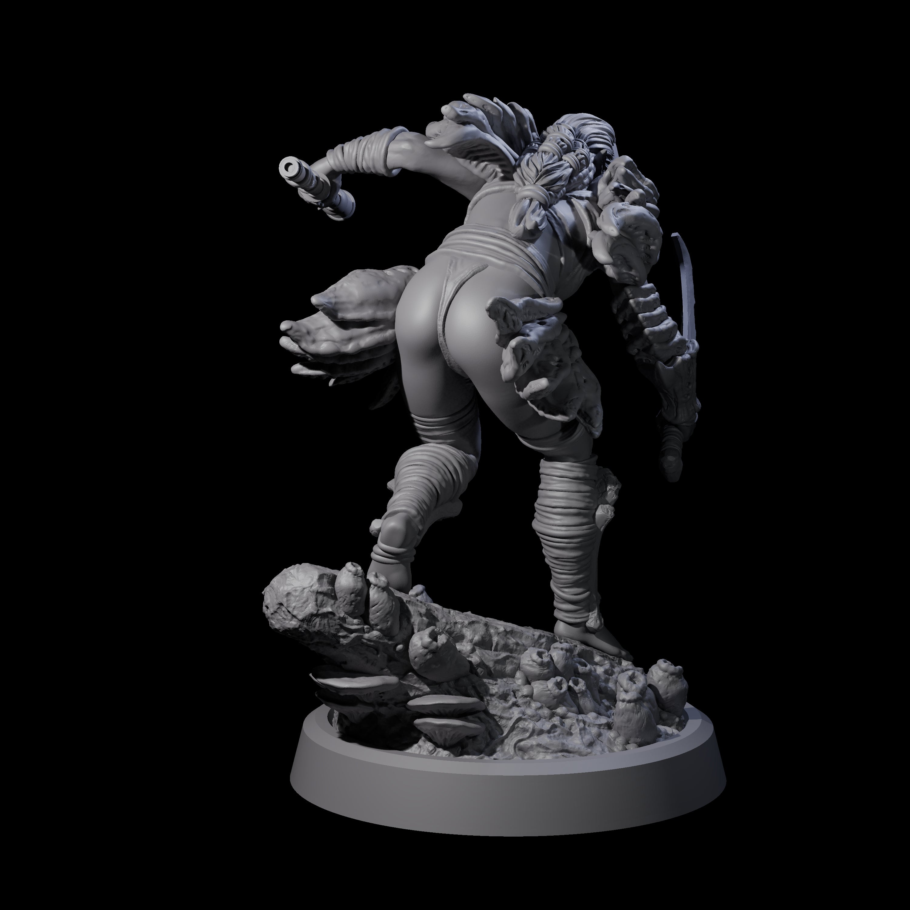 Stalking Blowdart Tribeswoman Miniature for Dungeons and Dragons, Pathfinder or other TTRPGs