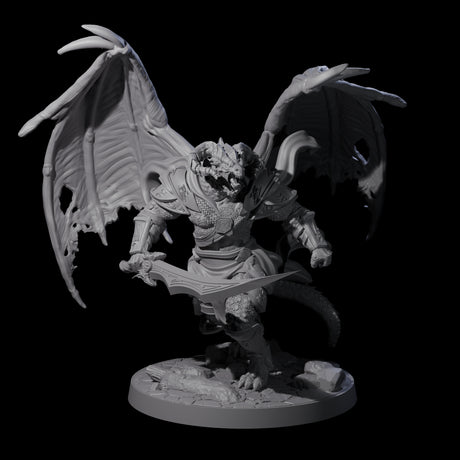 Stalking Winged Dragonborn Battlemaster Miniature for Dungeons and Dragons, Pathfinder or other TTRPGs