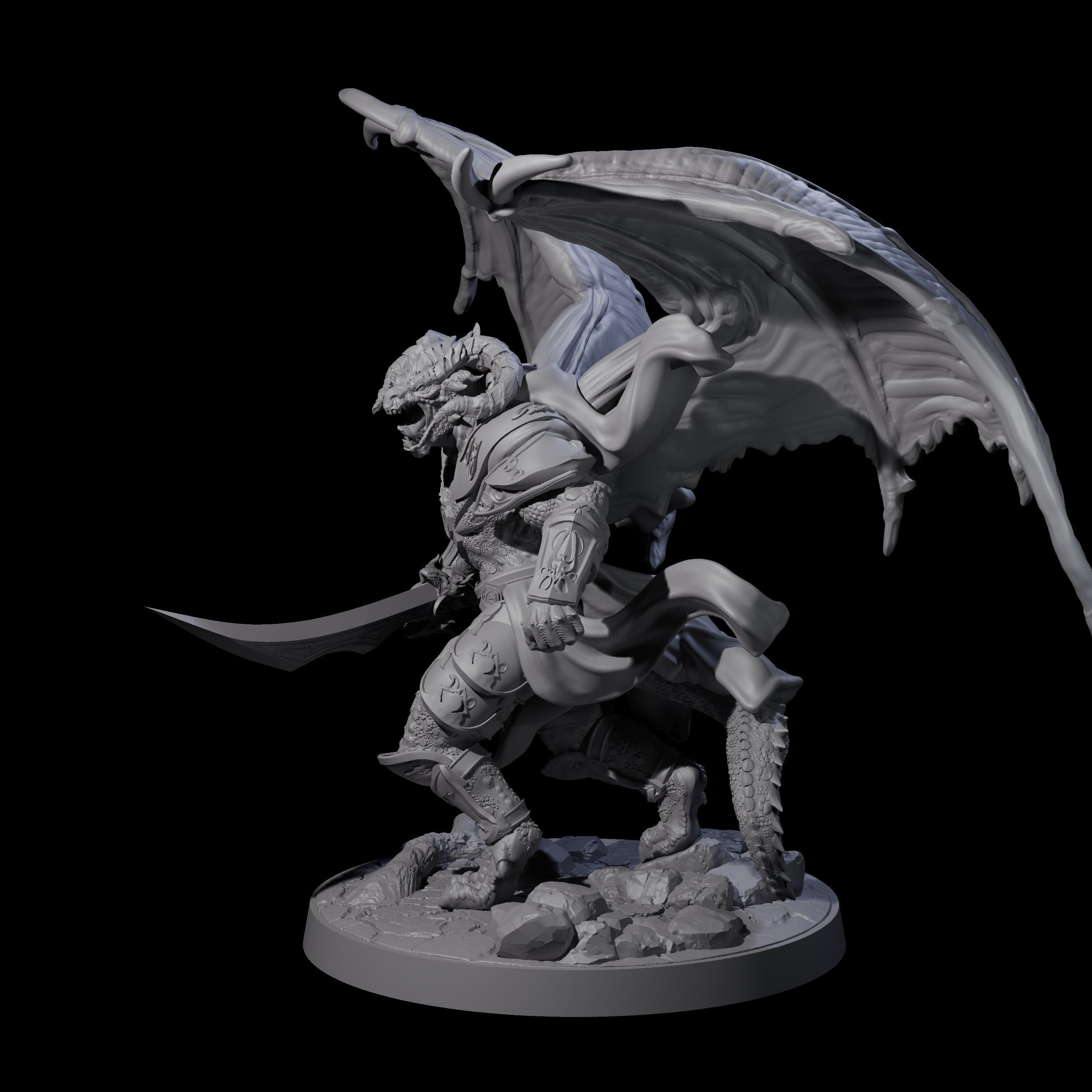 Stalking Winged Dragonborn Battlemaster Miniature for Dungeons and Dragons, Pathfinder or other TTRPGs