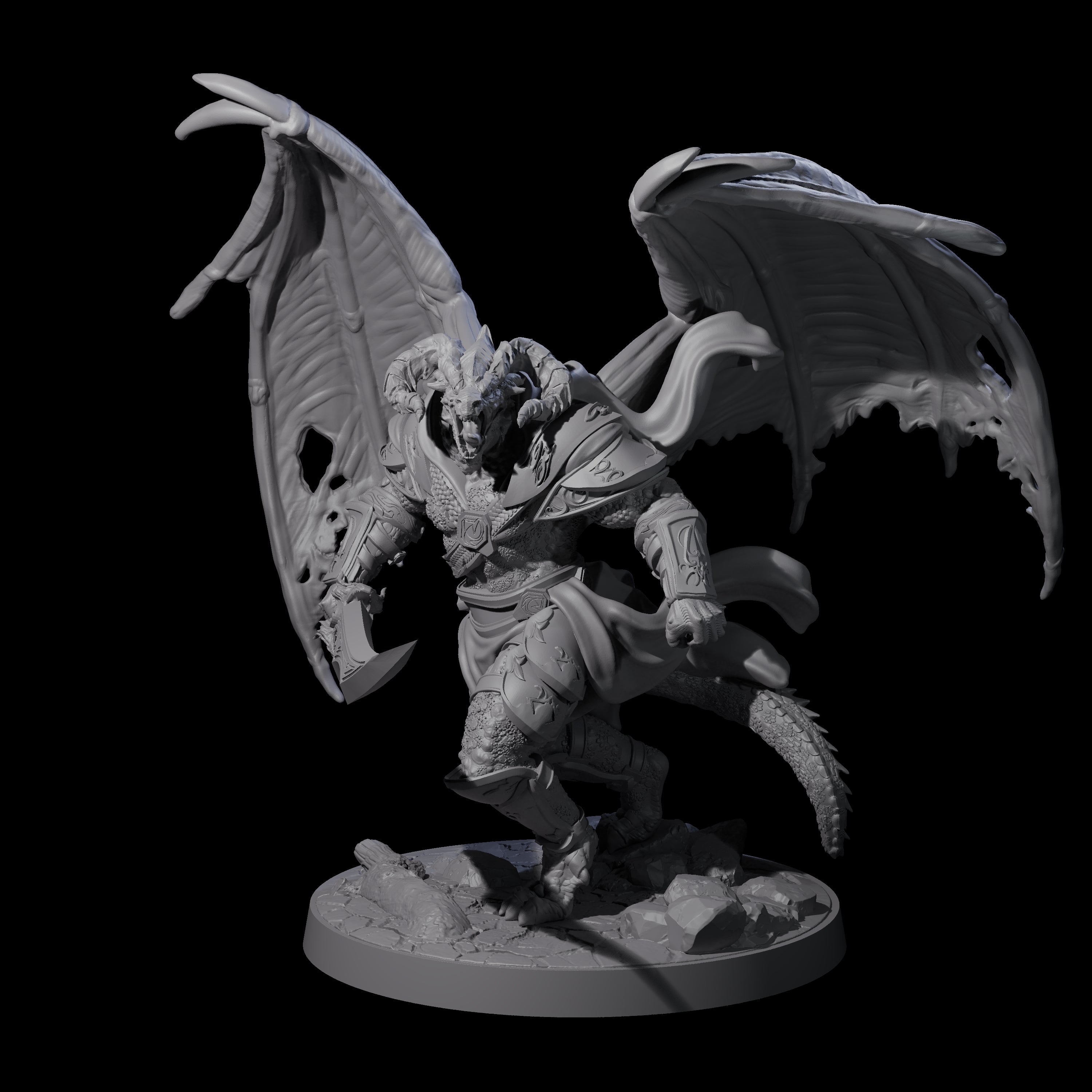 Stalking Winged Dragonborn Battlemaster Miniature for Dungeons and Dragons, Pathfinder or other TTRPGs