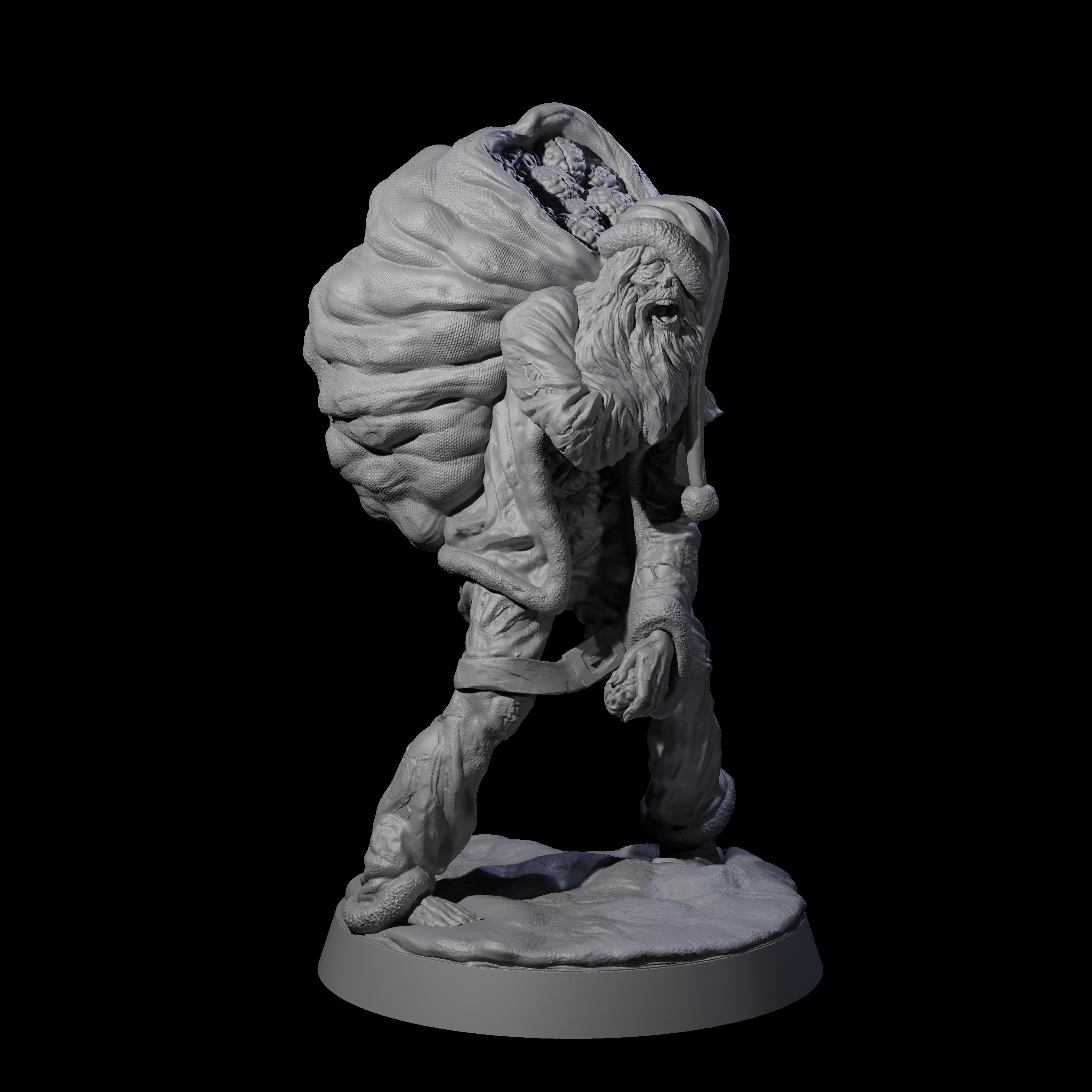 Stalking Zombie Santa Miniature for Dungeons and Dragons, Pathfinder or other TTRPGs