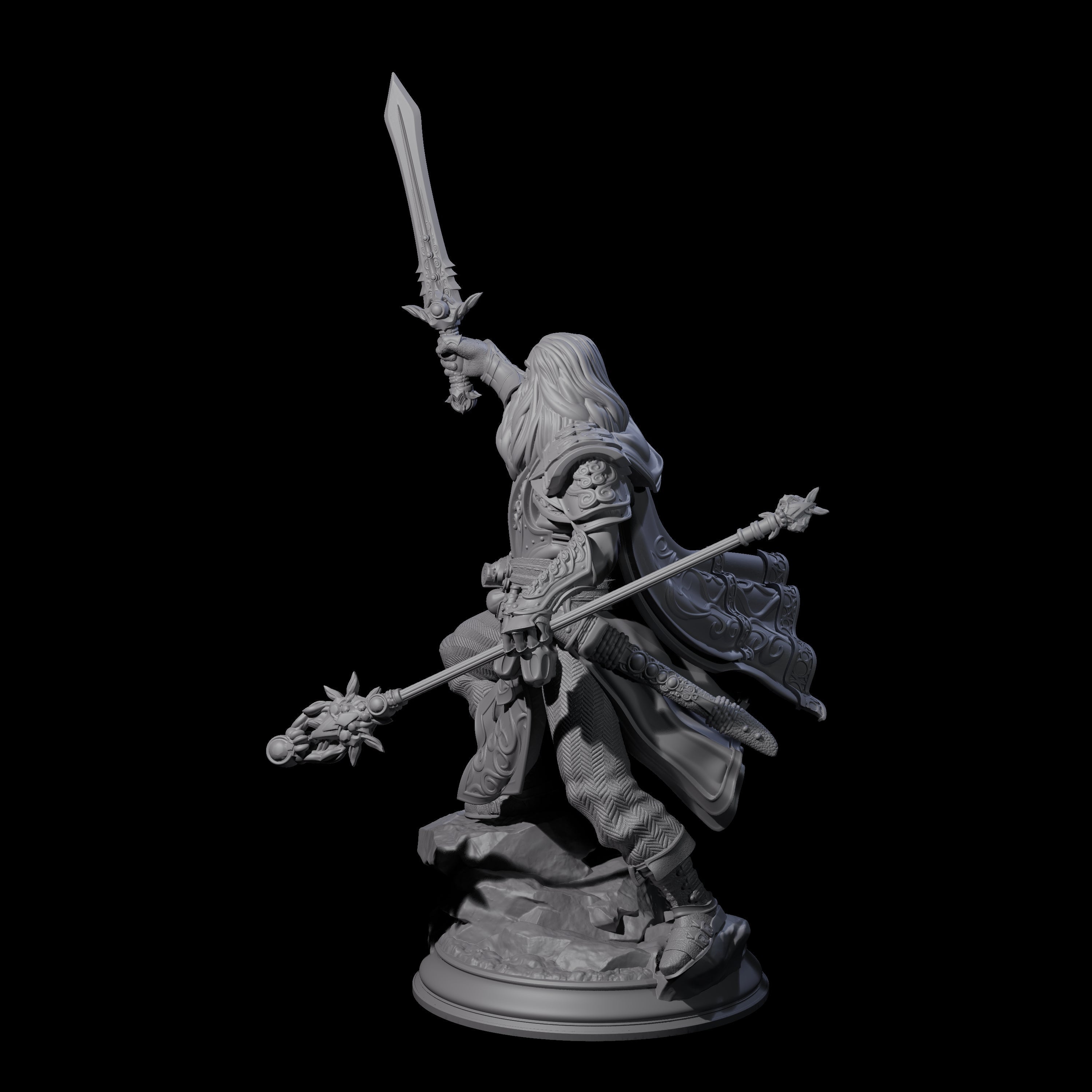 Stalwart Battle Wizard Miniature for Dungeons and Dragons, Pathfinder or other TTRPGs