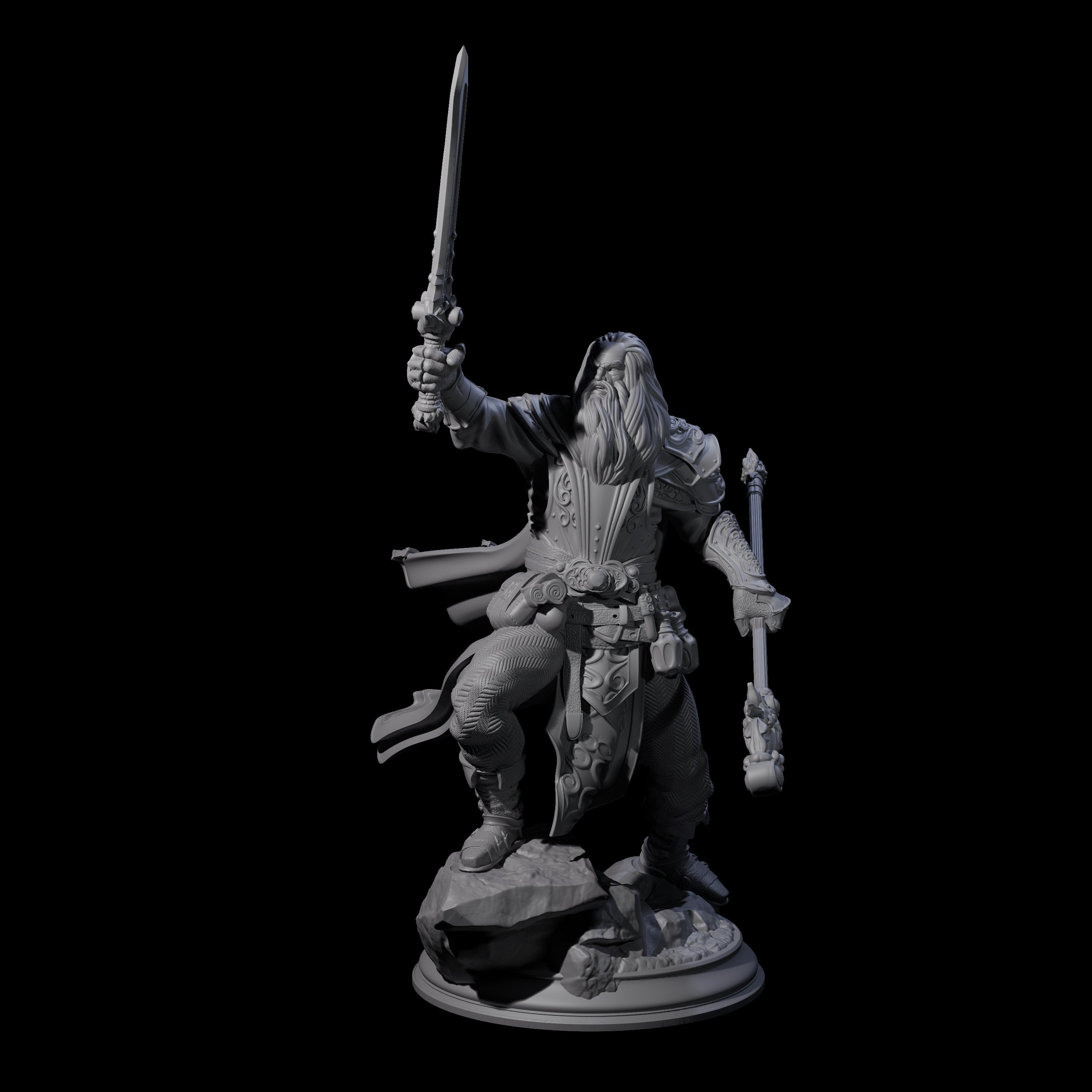 Stalwart Battle Wizard Miniature for Dungeons and Dragons, Pathfinder or other TTRPGs