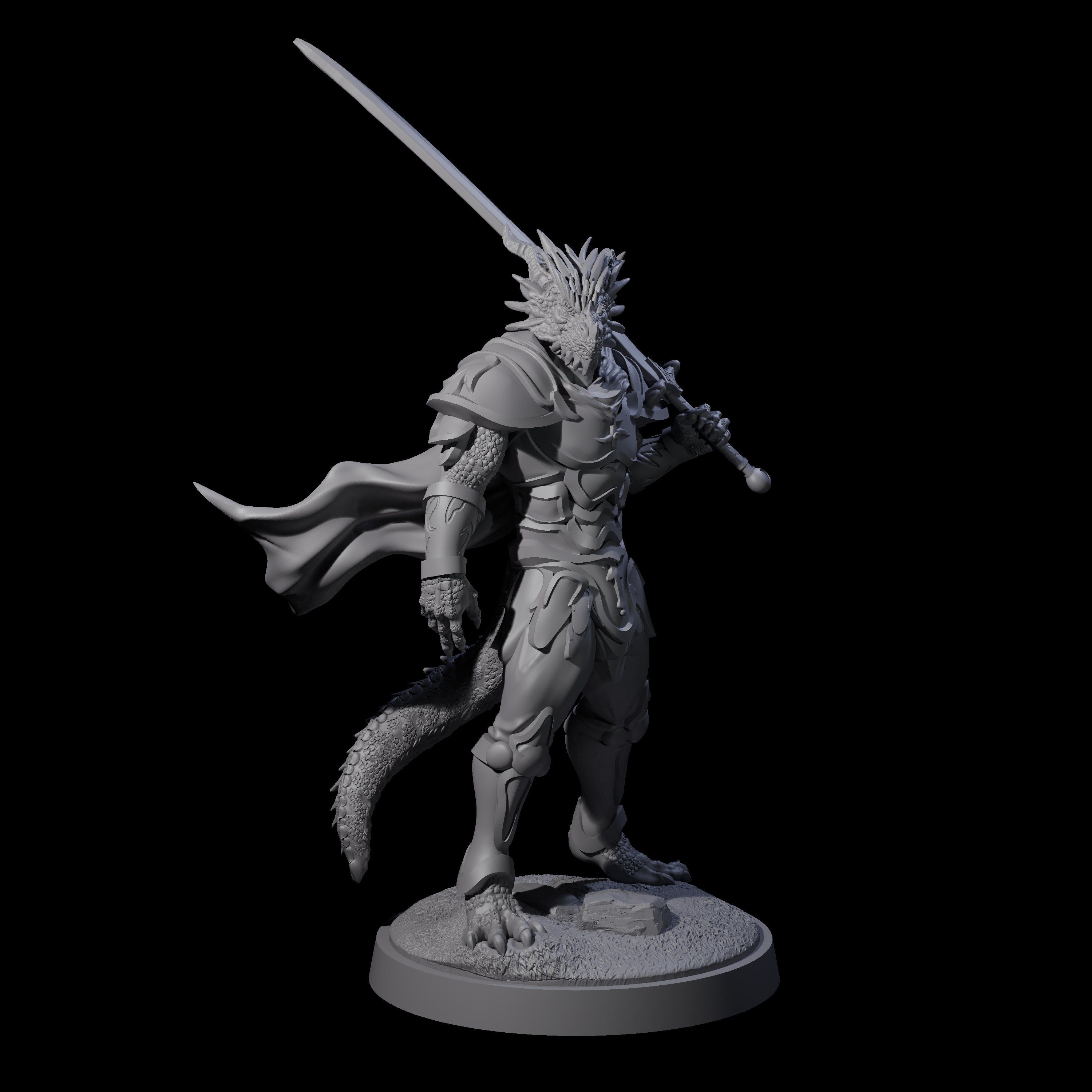 Stalwart Dragonborn Crusader Miniature for Dungeons and Dragons, Pathfinder or other TTRPGs