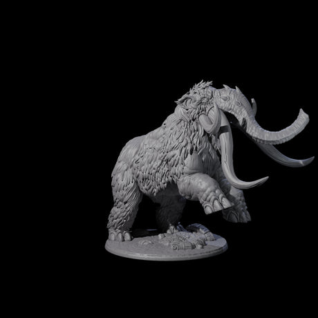 Stampeding Wooly Mammoth Miniature for Dungeons and Dragons, Pathfinder or other TTRPGs