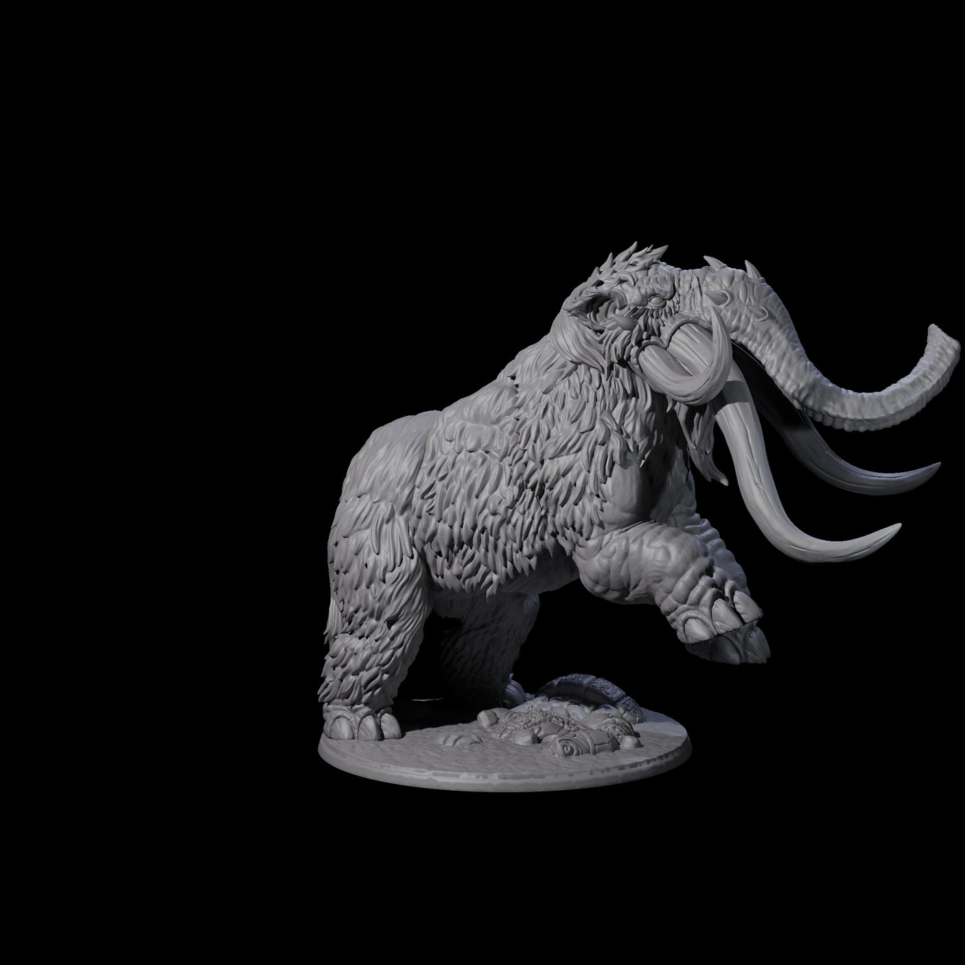 Stampeding Wooly Mammoth Miniature for Dungeons and Dragons, Pathfinder or other TTRPGs
