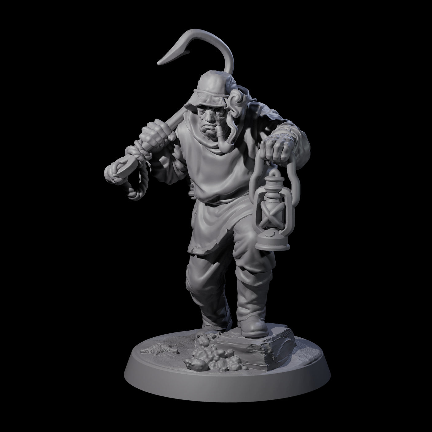 Staring Human Fisherman Miniature for Dungeons and Dragons, Pathfinder or other TTRPGs