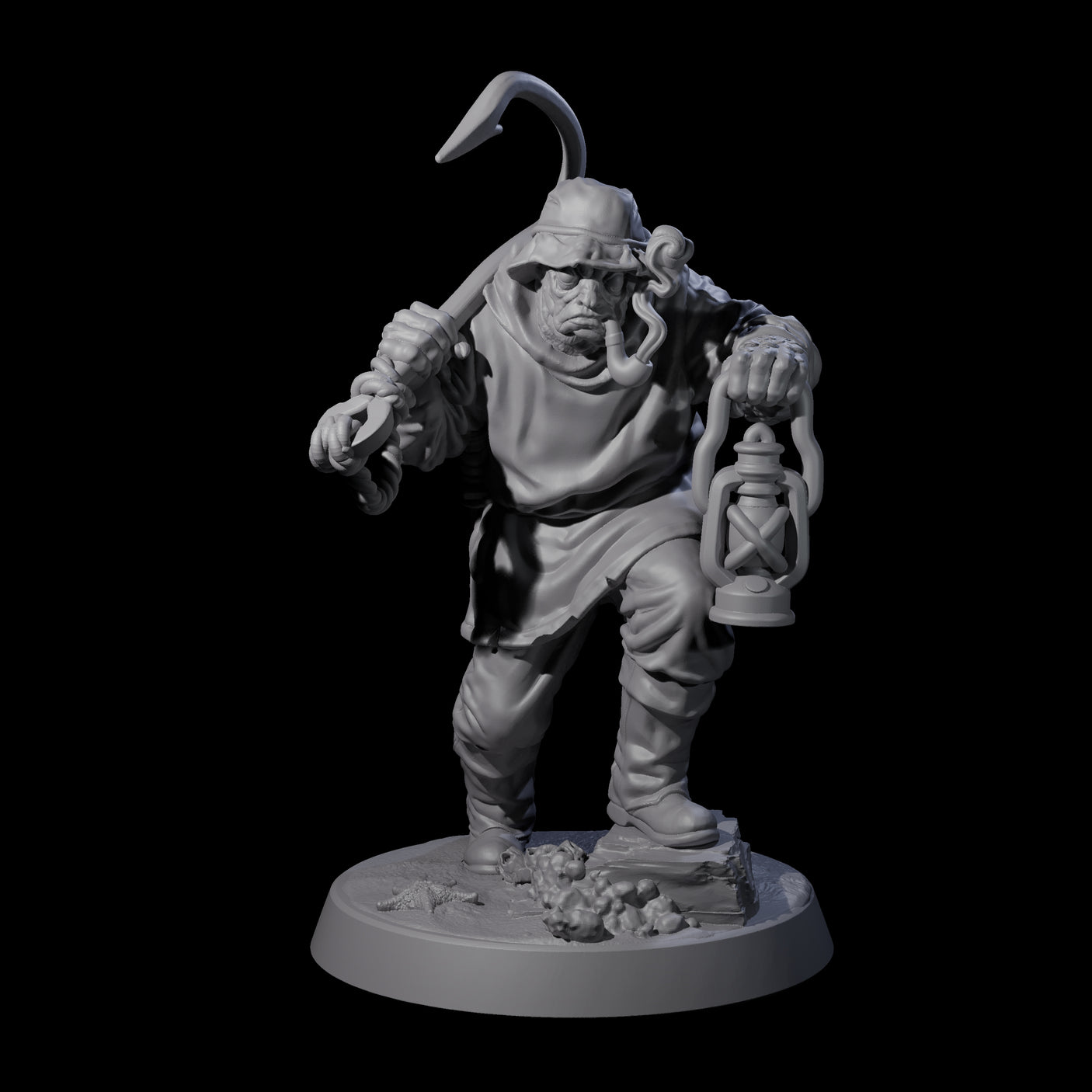 Staring Human Fisherman Miniature for Dungeons and Dragons, Pathfinder or other TTRPGs