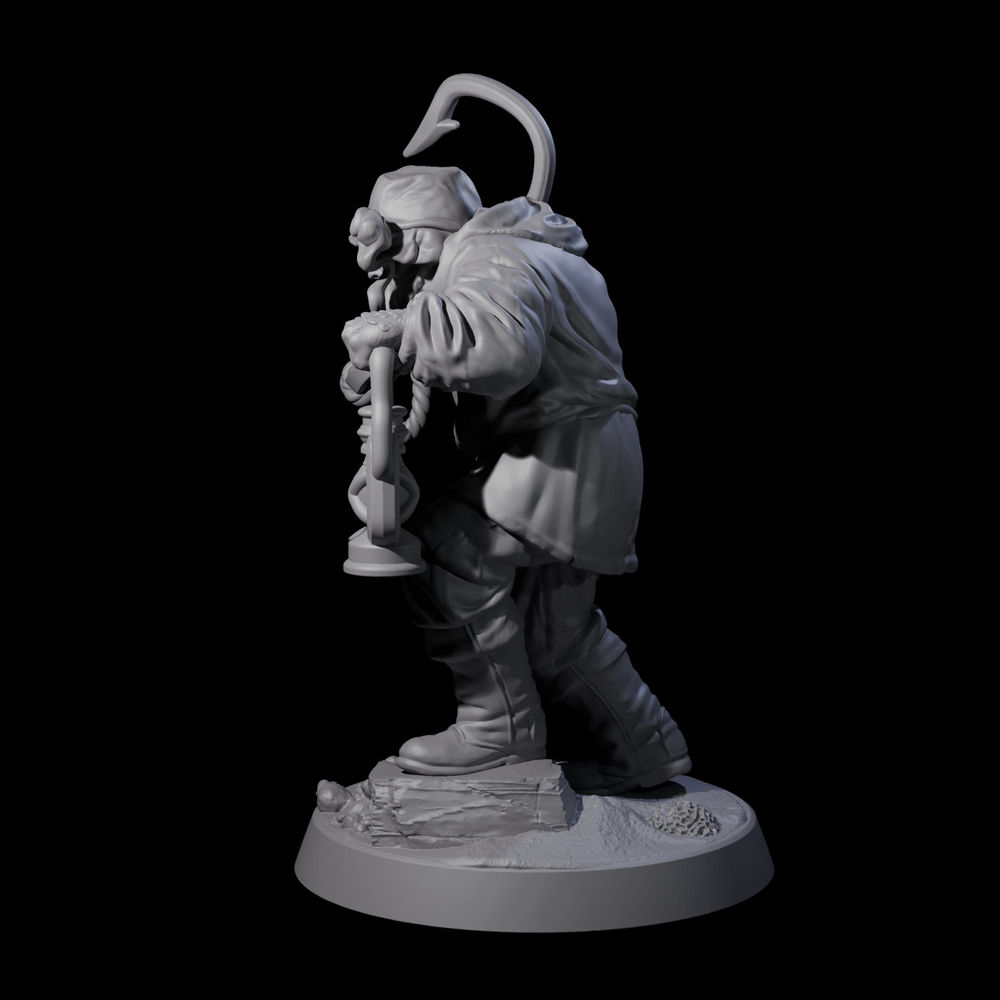 Staring Human Fisherman Miniature for Dungeons and Dragons, Pathfinder or other TTRPGs