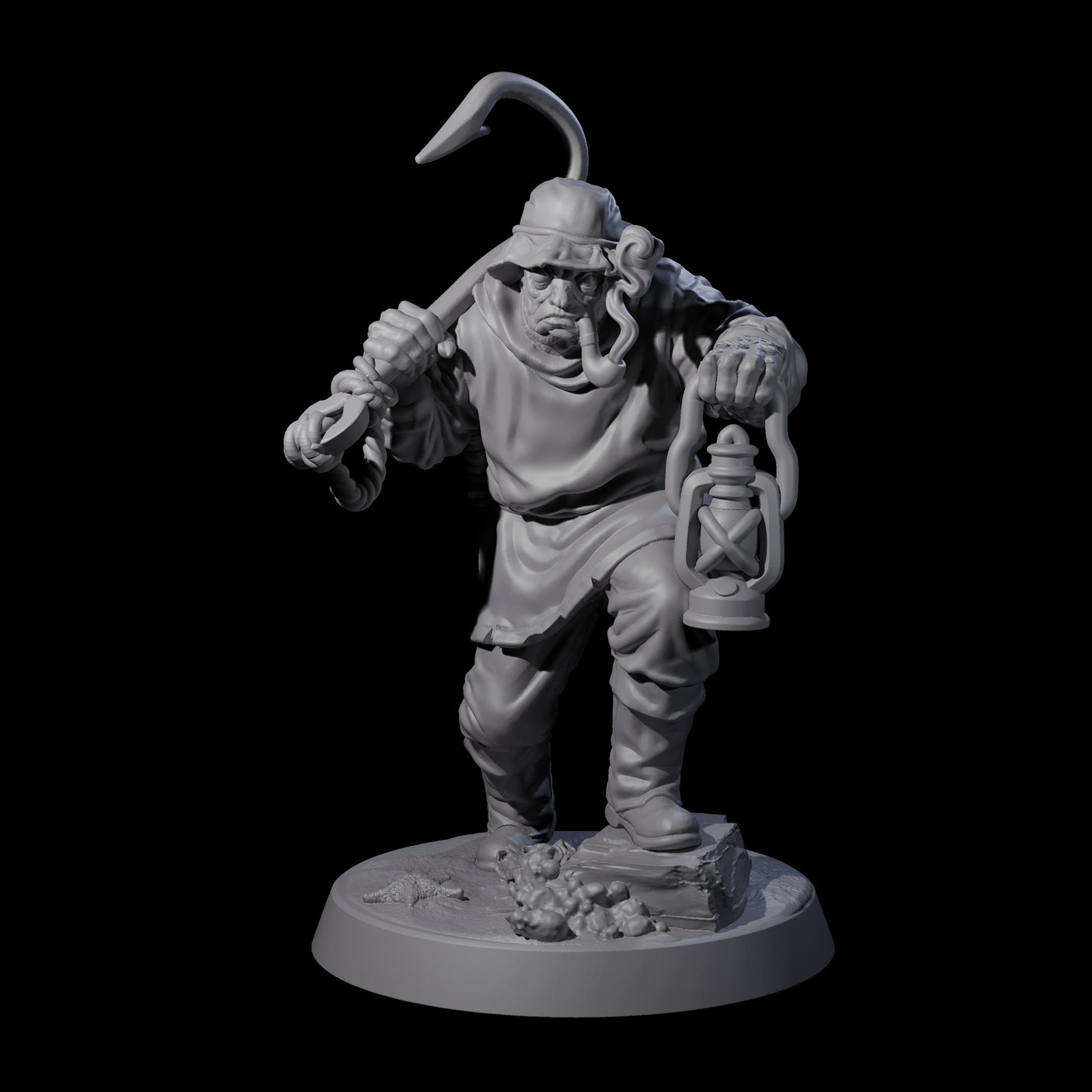 Staring Human Fisherman Miniature for Dungeons and Dragons, Pathfinder or other TTRPGs
