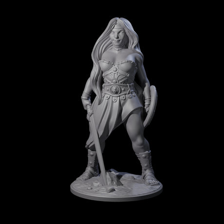 Statuesque Human Amazon Warrior Miniature for Dungeons and Dragons, Pathfinder or other TTRPGs