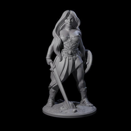 Statuesque Human Amazon Warrior Miniature for Dungeons and Dragons, Pathfinder or other TTRPGs