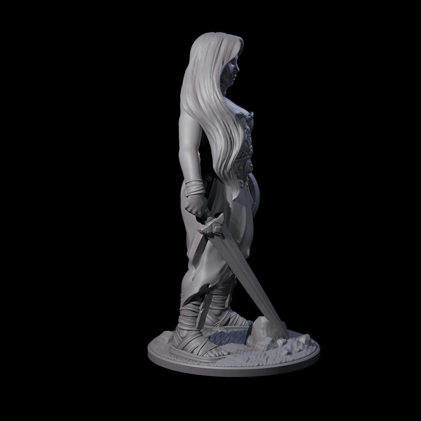 Statuesque Human Amazon Warrior Miniature for Dungeons and Dragons, Pathfinder or other TTRPGs