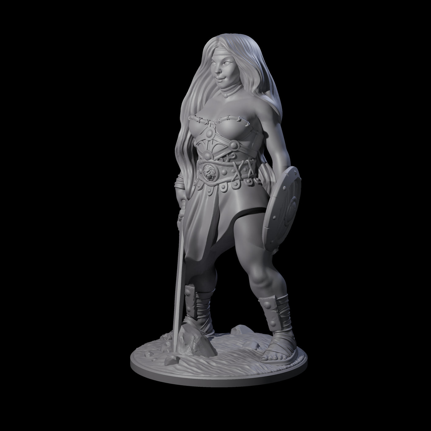 Statuesque Human Amazon Warrior Miniature for Dungeons and Dragons, Pathfinder or other TTRPGs