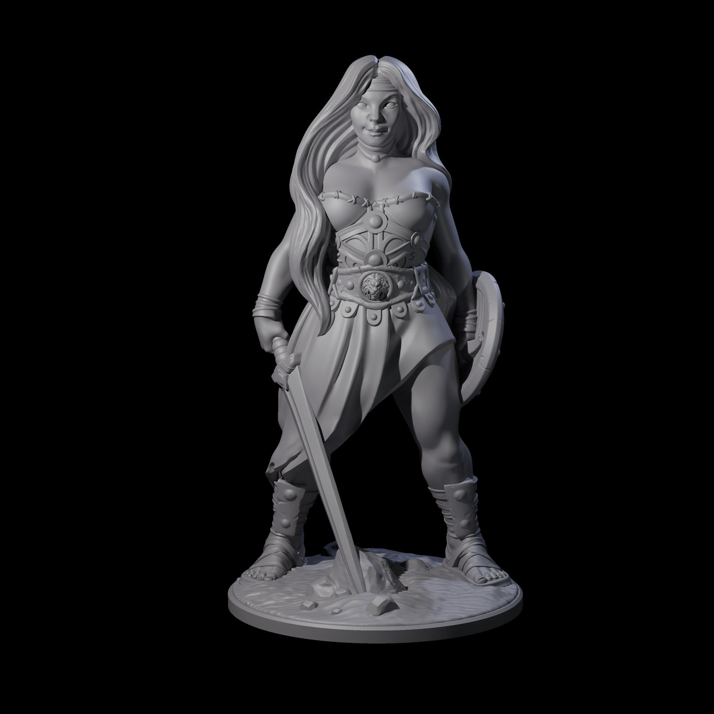 Statuesque Human Amazon Warrior Miniature for Dungeons and Dragons, Pathfinder or other TTRPGs