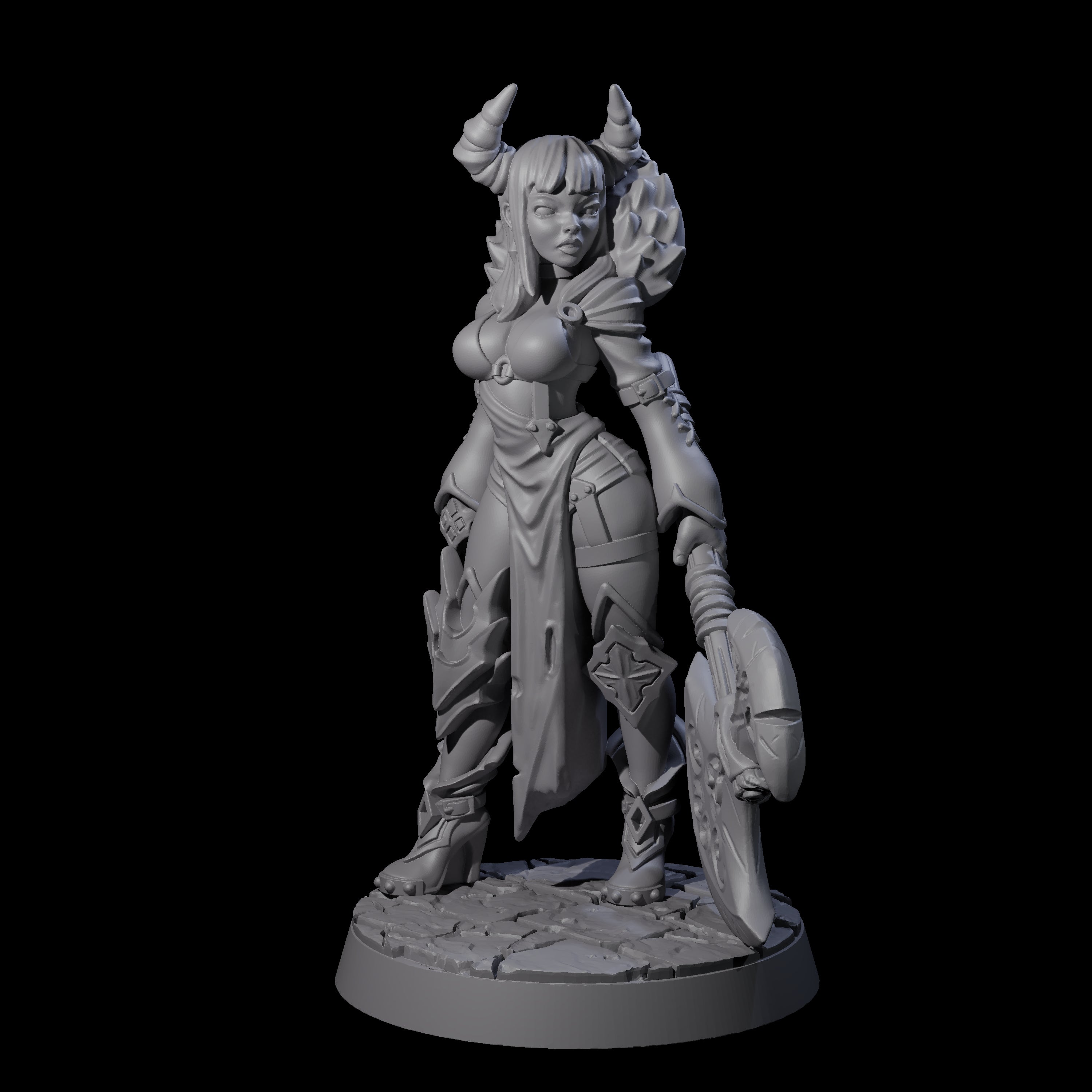Steadfast Tiefling Fighter Miniature for Dungeons and Dragons, Pathfinder or other TTRPGs