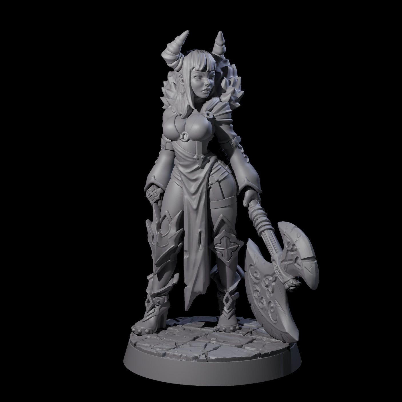 Steadfast Tiefling Fighter Miniature for Dungeons and Dragons, Pathfinder or other TTRPGs