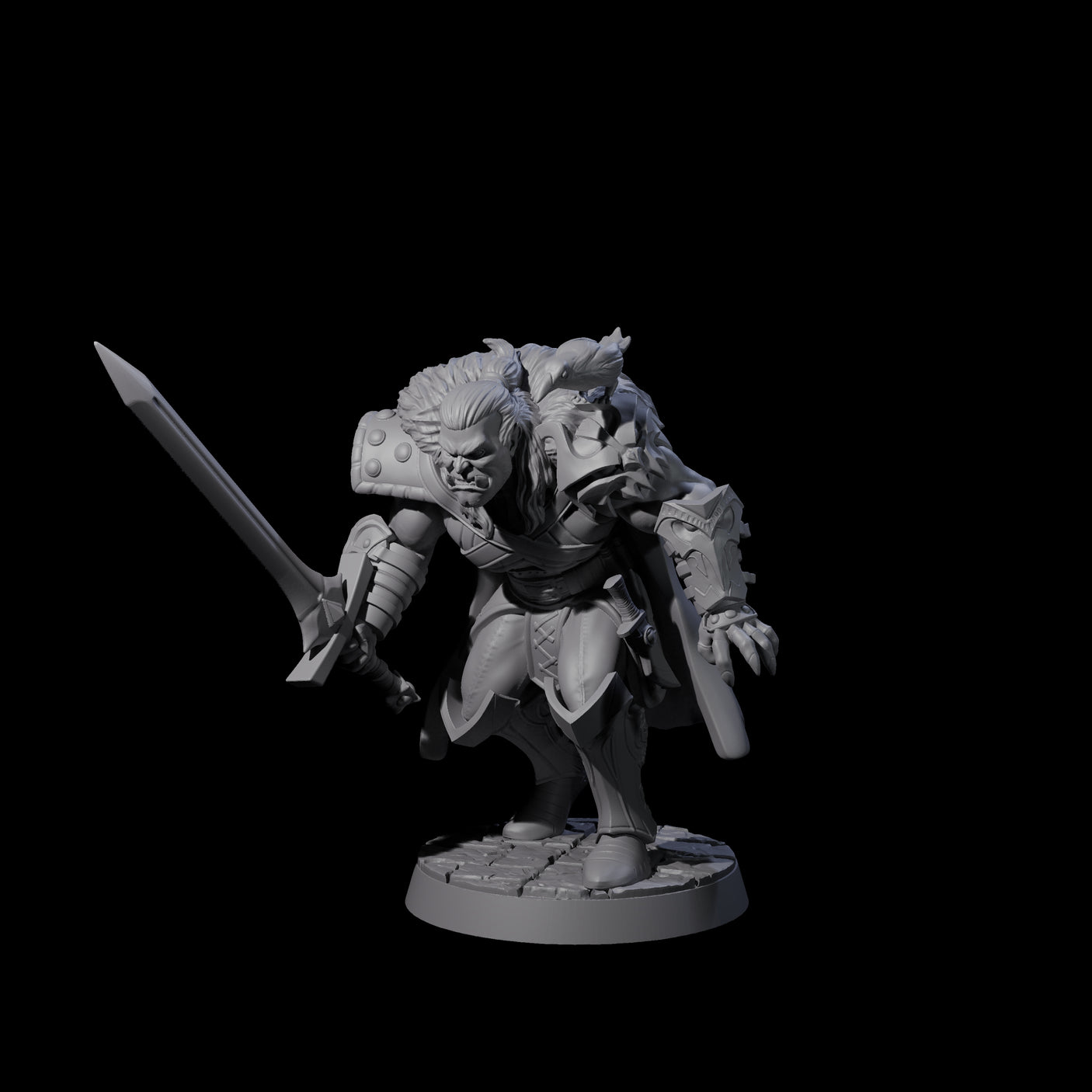 Stealthing Half Orc Fighter Miniature for Dungeons and Dragons, Pathfinder or other TTRPGs