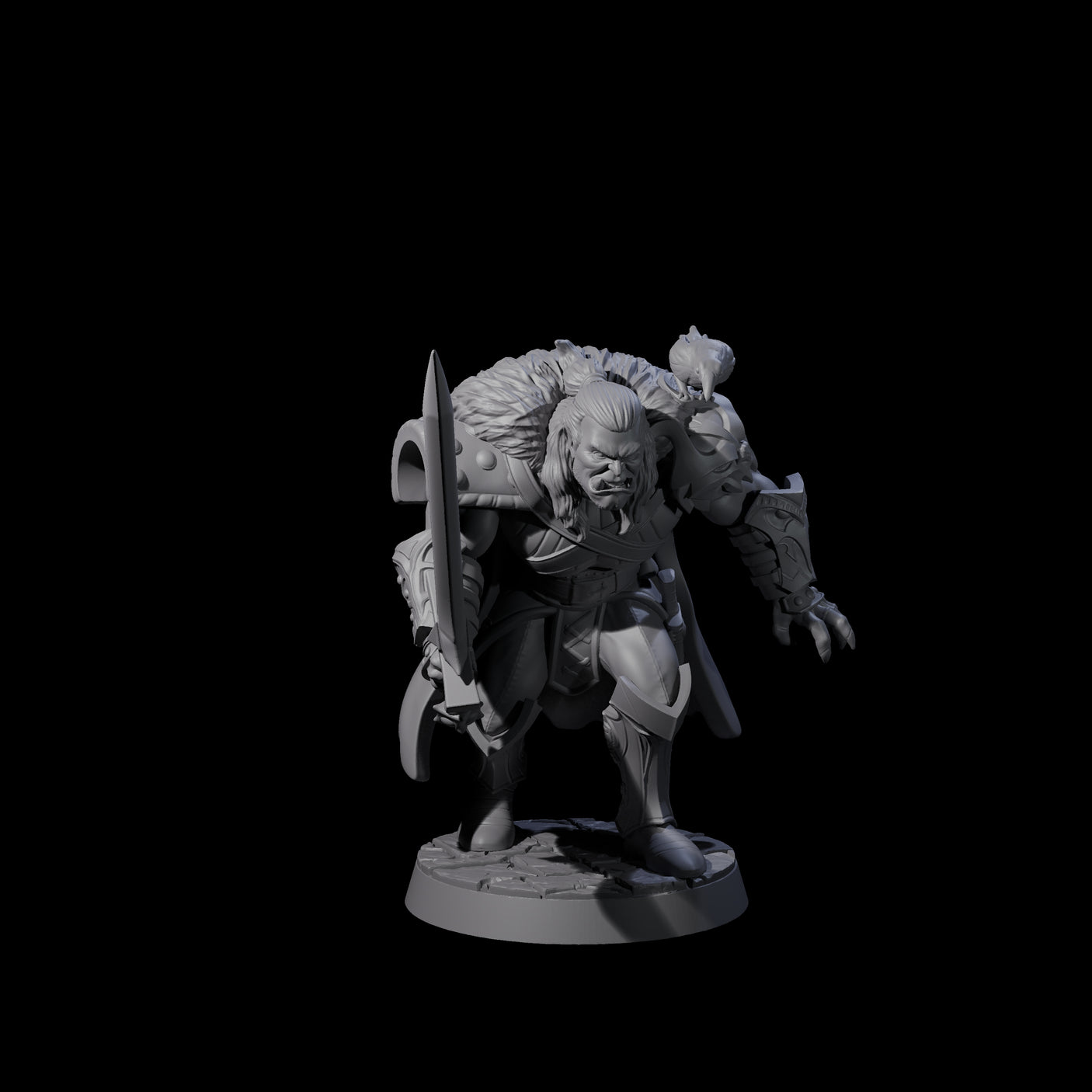 Stealthing Half Orc Fighter Miniature for Dungeons and Dragons, Pathfinder or other TTRPGs
