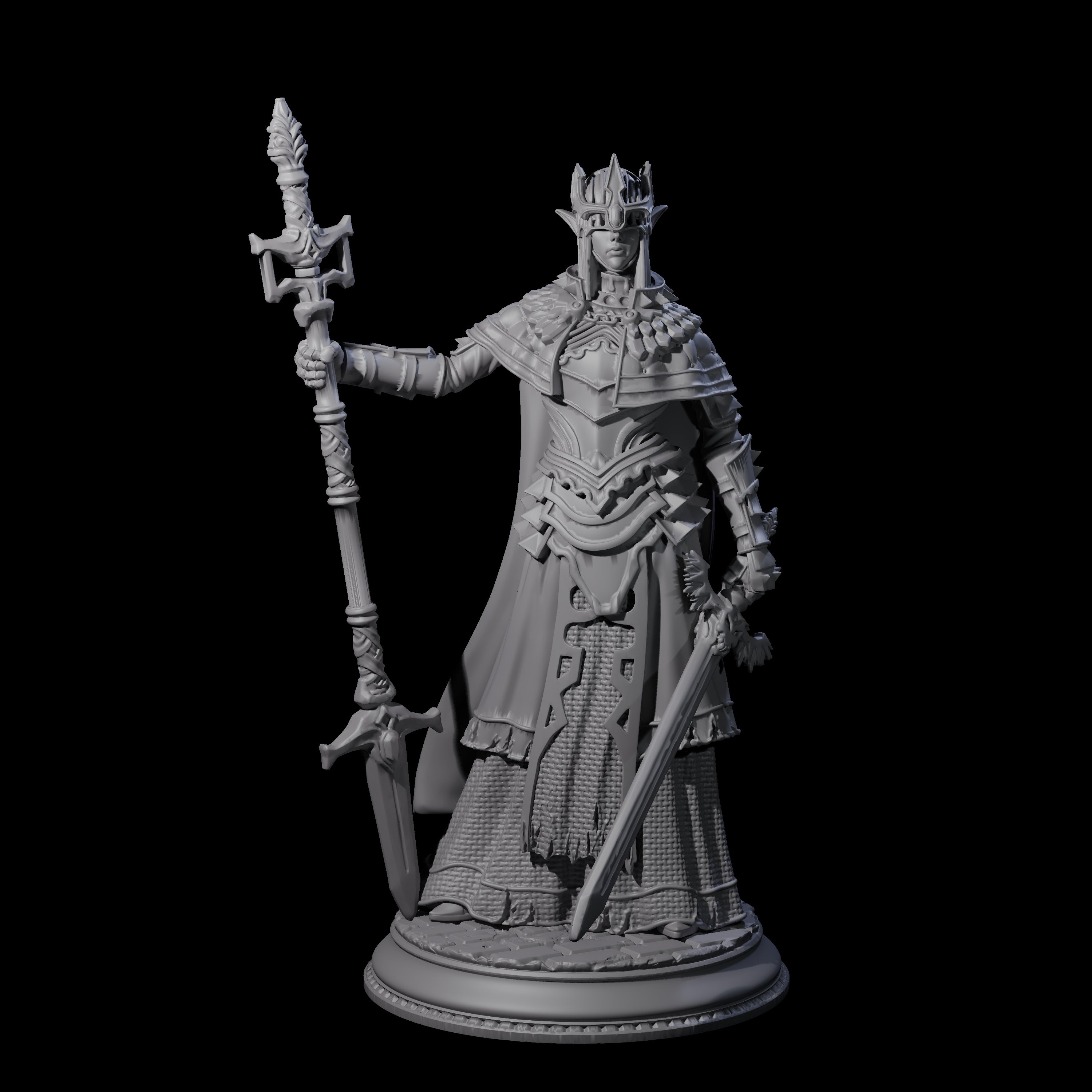 Steely Armoured Cleric Miniature for Dungeons and Dragons, Pathfinder or other TTRPGs