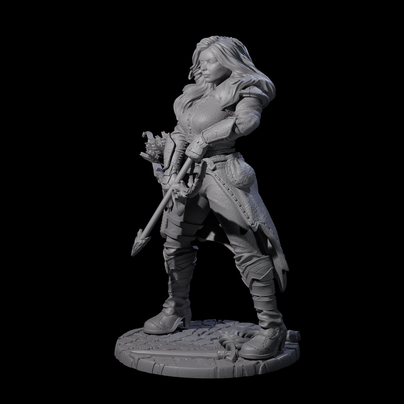 Stiga - Roaming Hunteress Miniature for Dungeons and Dragons, Pathfinder or other TTRPGs