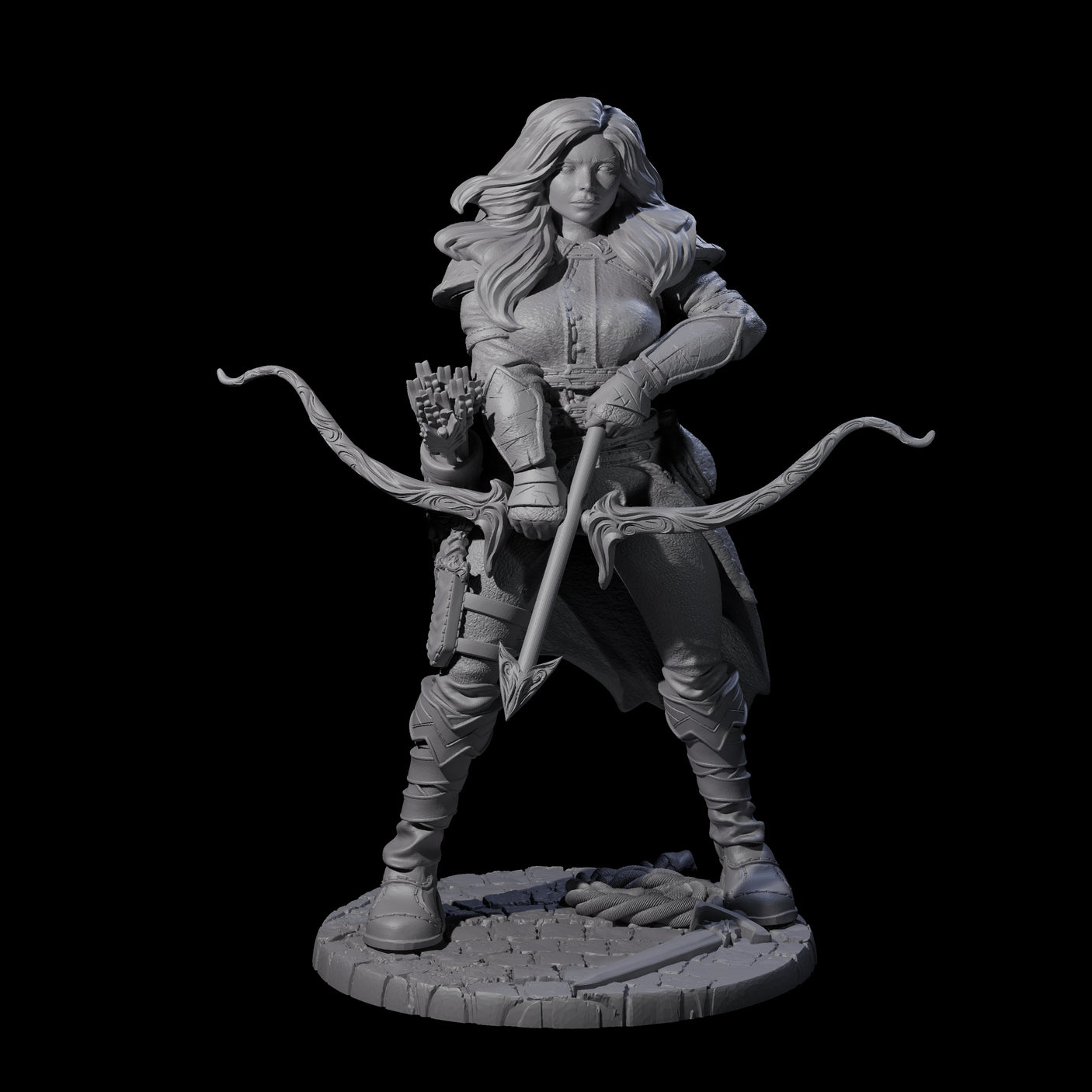 Stiga - Roaming Hunteress Miniature for Dungeons and Dragons, Pathfinder or other TTRPGs