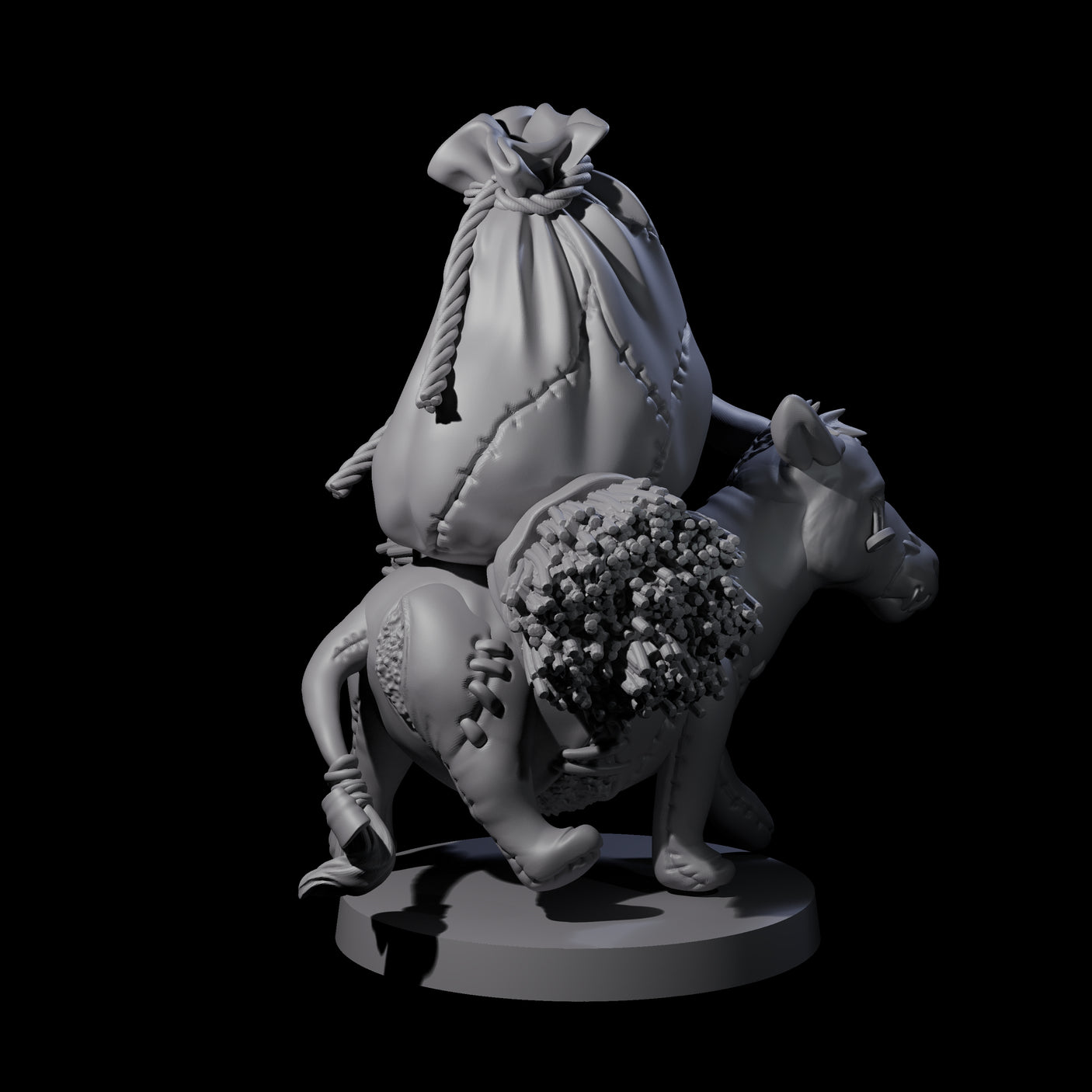 Stitched Together Zombie Donkey Miniature for Dungeons and Dragons, Pathfinder or other TTRPGs