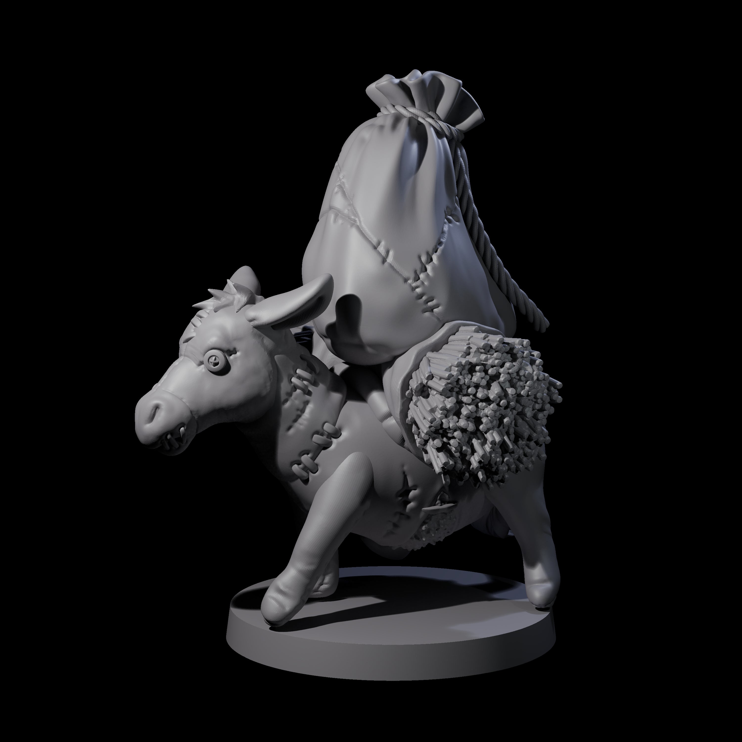 Stitched Together Zombie Donkey Miniature for Dungeons and Dragons, Pathfinder or other TTRPGs