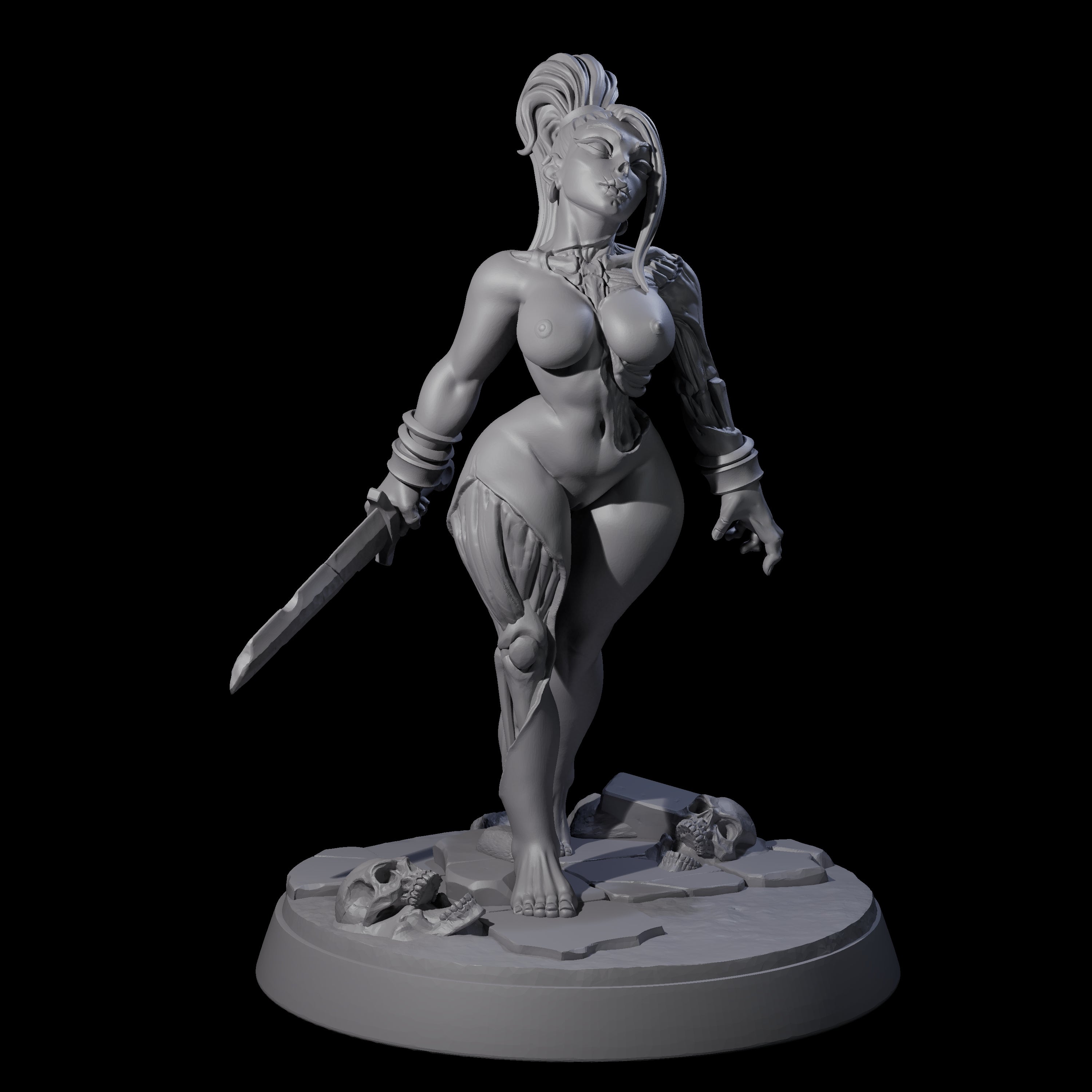 Stitched Up Zombie Necromancer Pinup Miniature for Dungeons and Dragons, Pathfinder or other TTRPGs