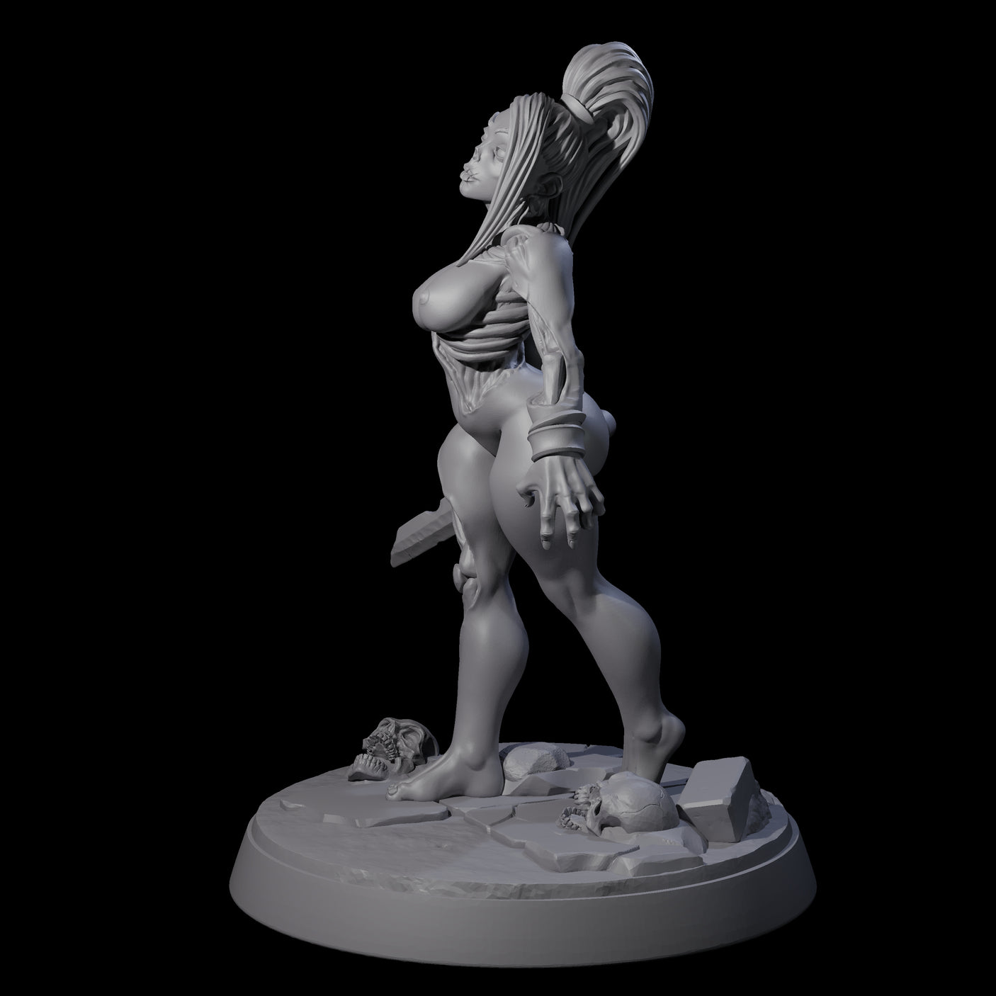 Stitched Up Zombie Necromancer Pinup Miniature for Dungeons and Dragons, Pathfinder or other TTRPGs