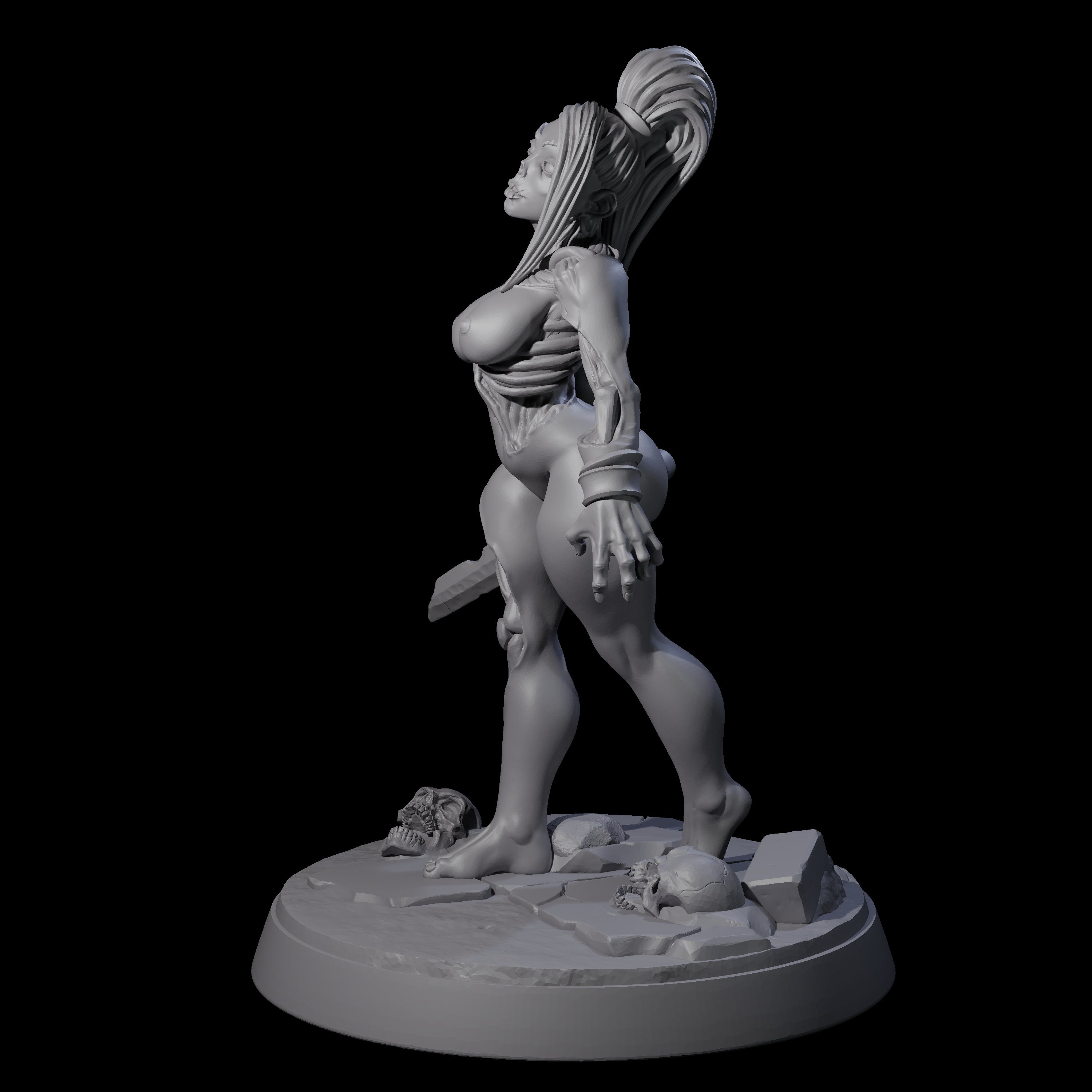 Stitched Up Zombie Necromancer Pinup Miniature for Dungeons and Dragons, Pathfinder or other TTRPGs