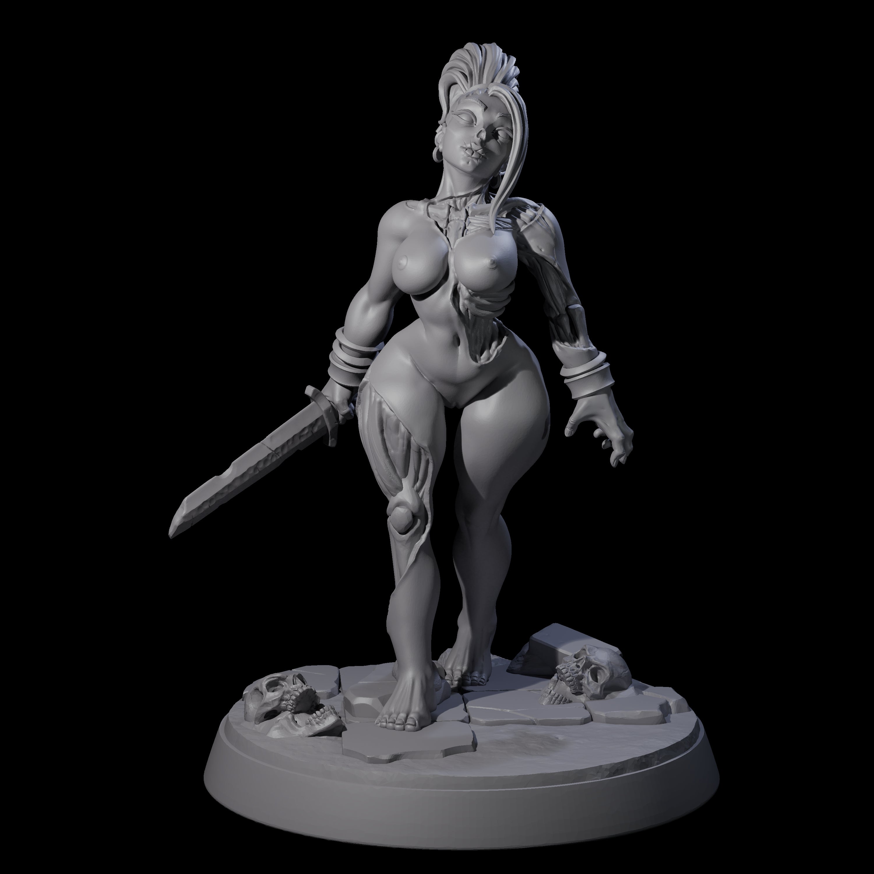 Stitched Up Zombie Necromancer Pinup Miniature for Dungeons and Dragons, Pathfinder or other TTRPGs