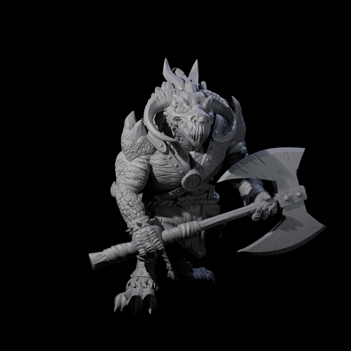 Stocky Dragonborn Barbarian Miniature for Dungeons and Dragons, Pathfinder or other TTRPGs