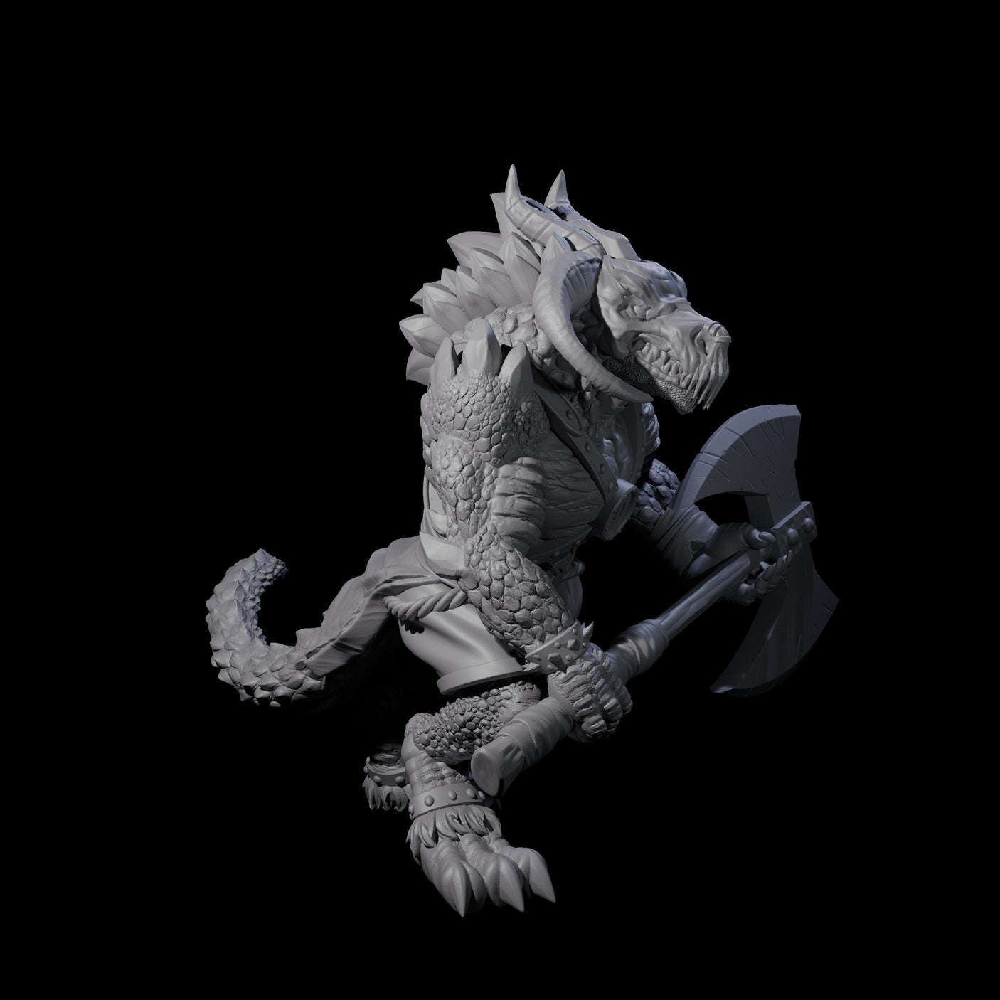 Stocky Dragonborn Barbarian Miniature for Dungeons and Dragons, Pathfinder or other TTRPGs